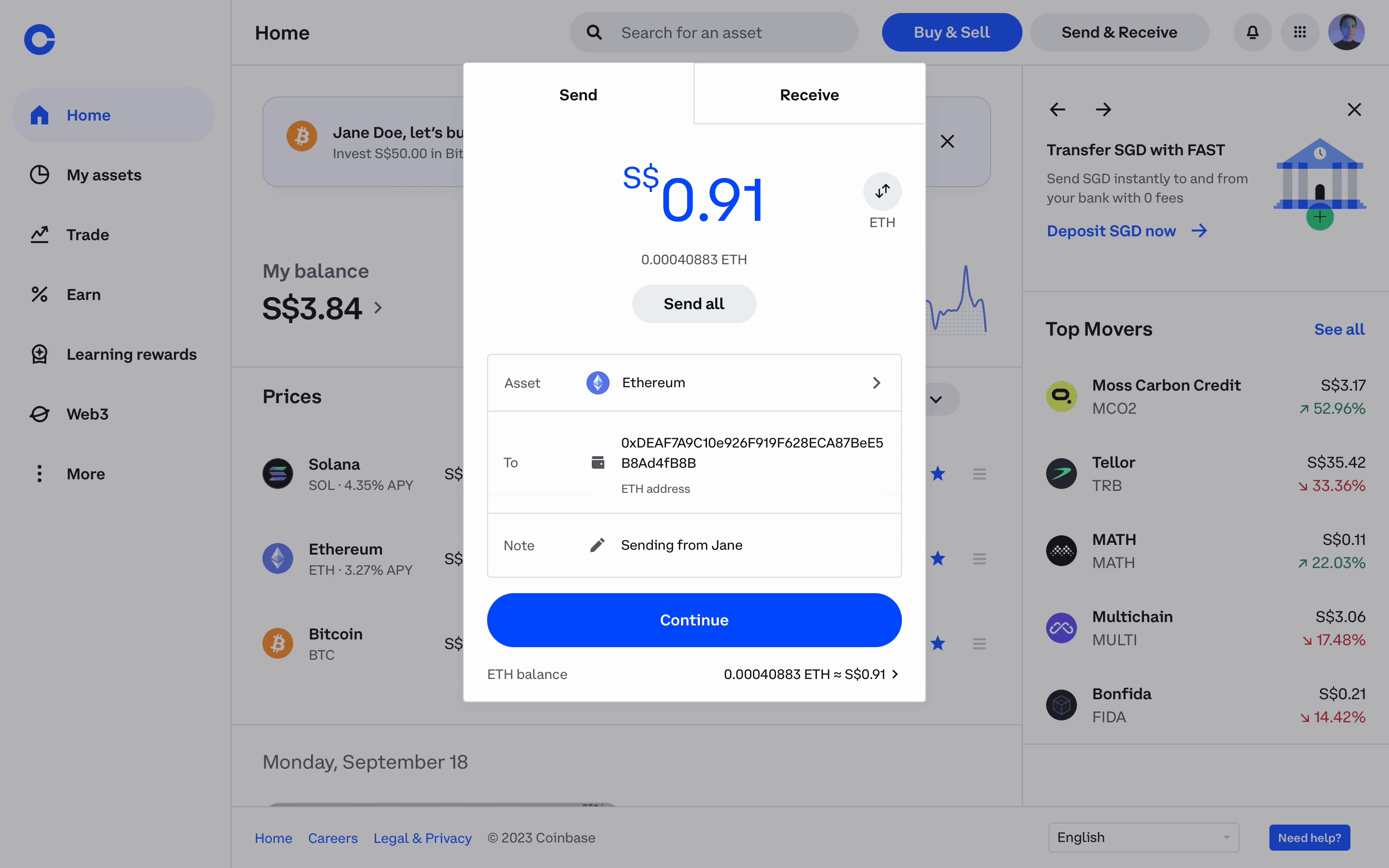 Web Transferring Money & Donating Flow