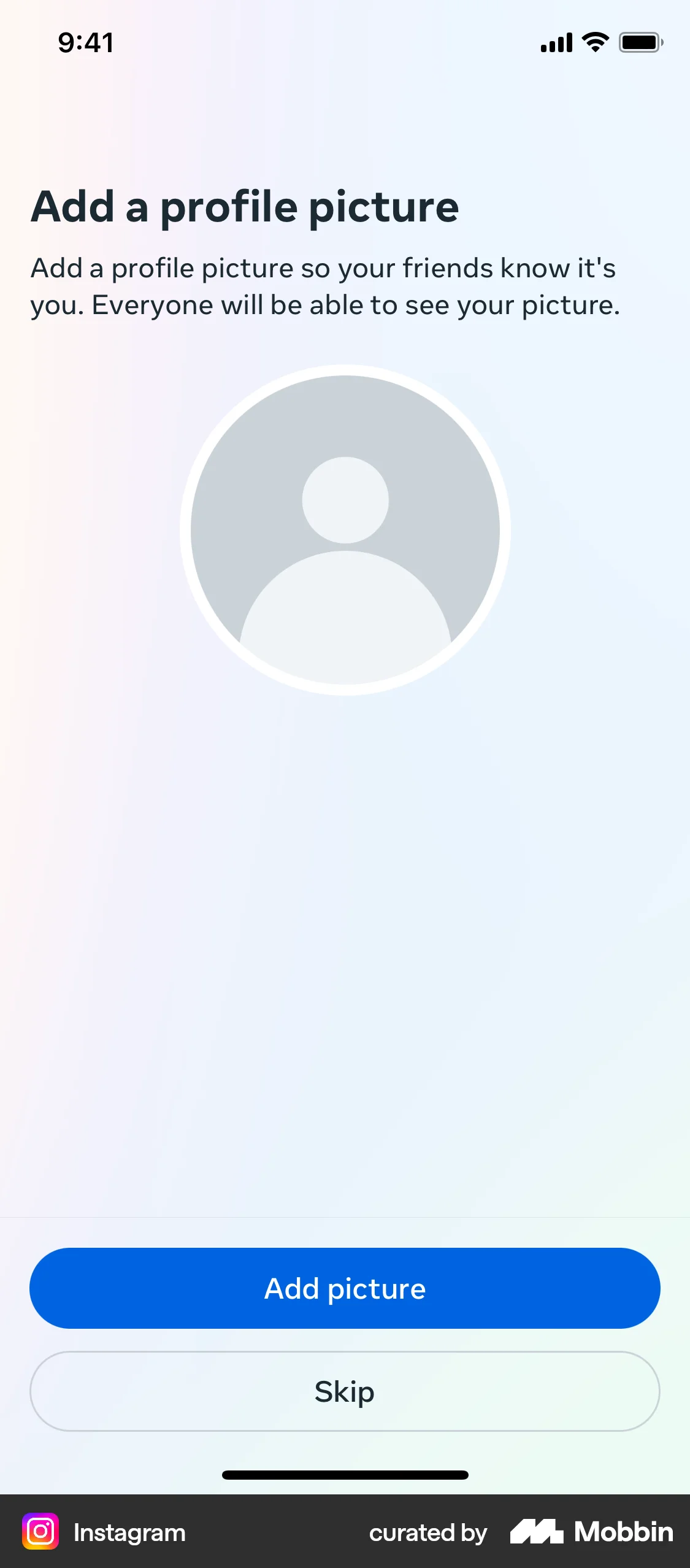 Instagram Onboarding screen