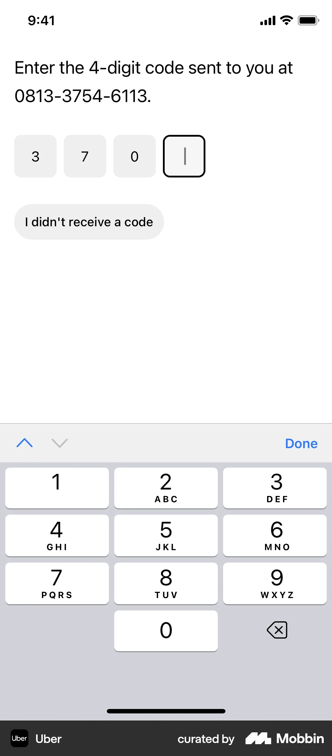 Uber Onboarding screen