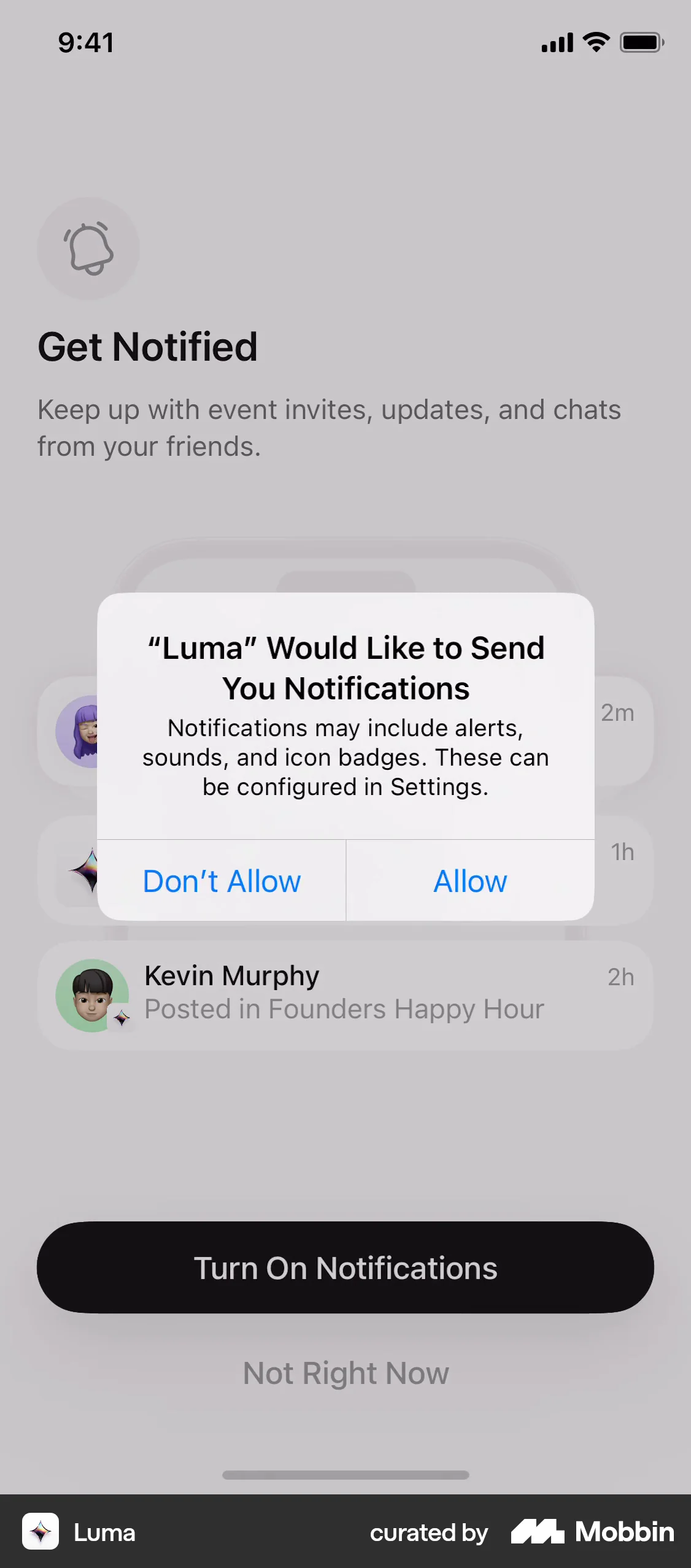Luma Onboarding screen