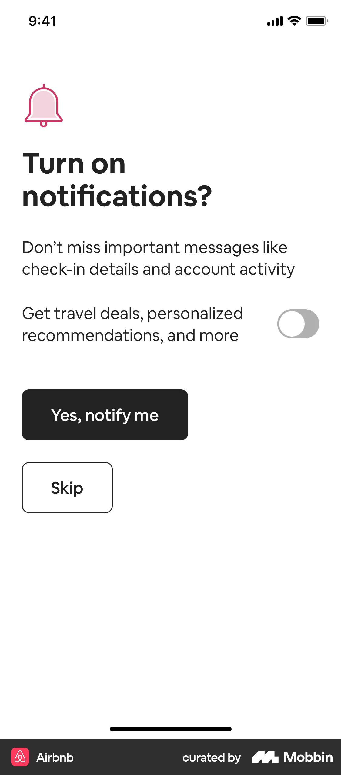 Airbnb Onboarding screen