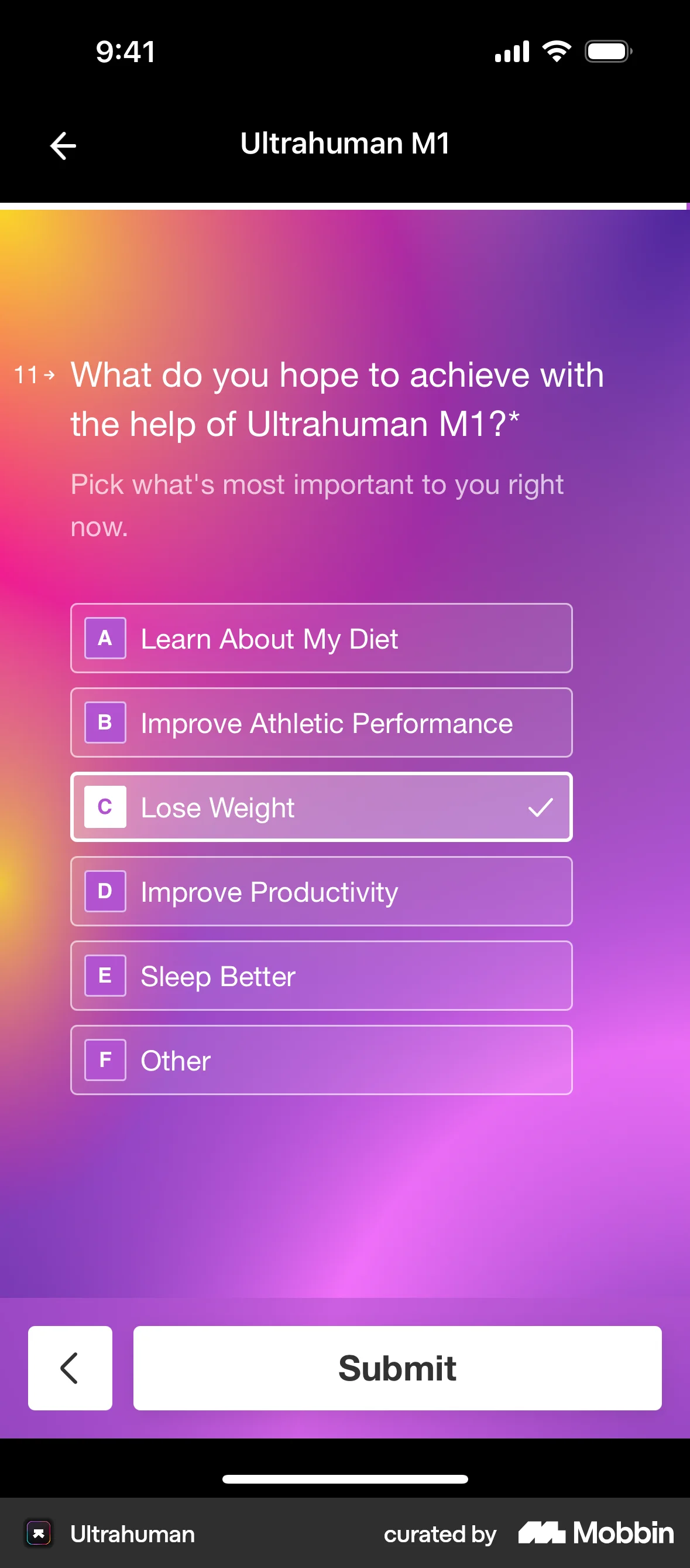 Ultrahuman Requesting Ultrahuman M1 access screen