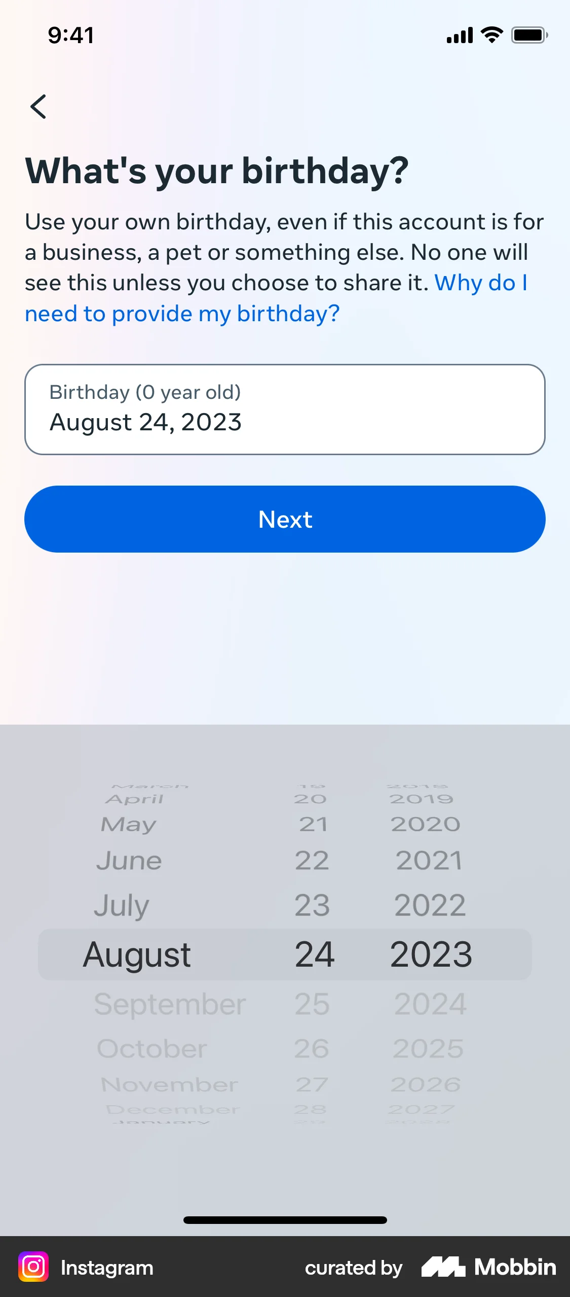 Instagram Onboarding screen
