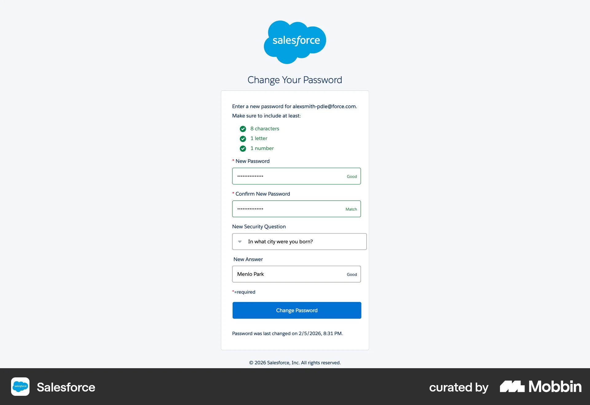 Salesforce Onboarding screen
