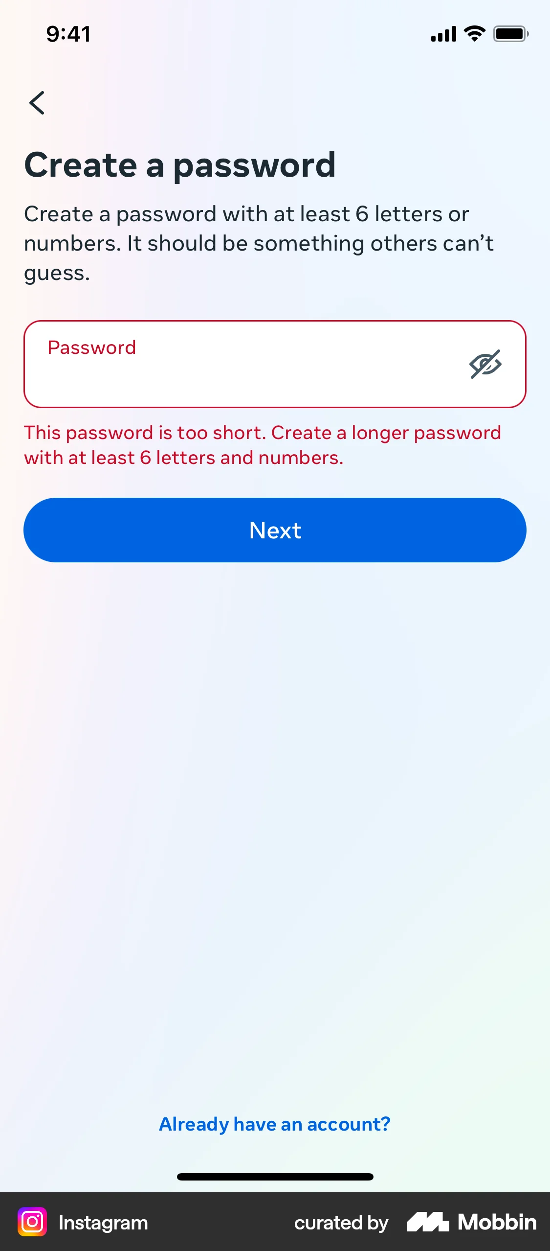 Instagram Onboarding screen
