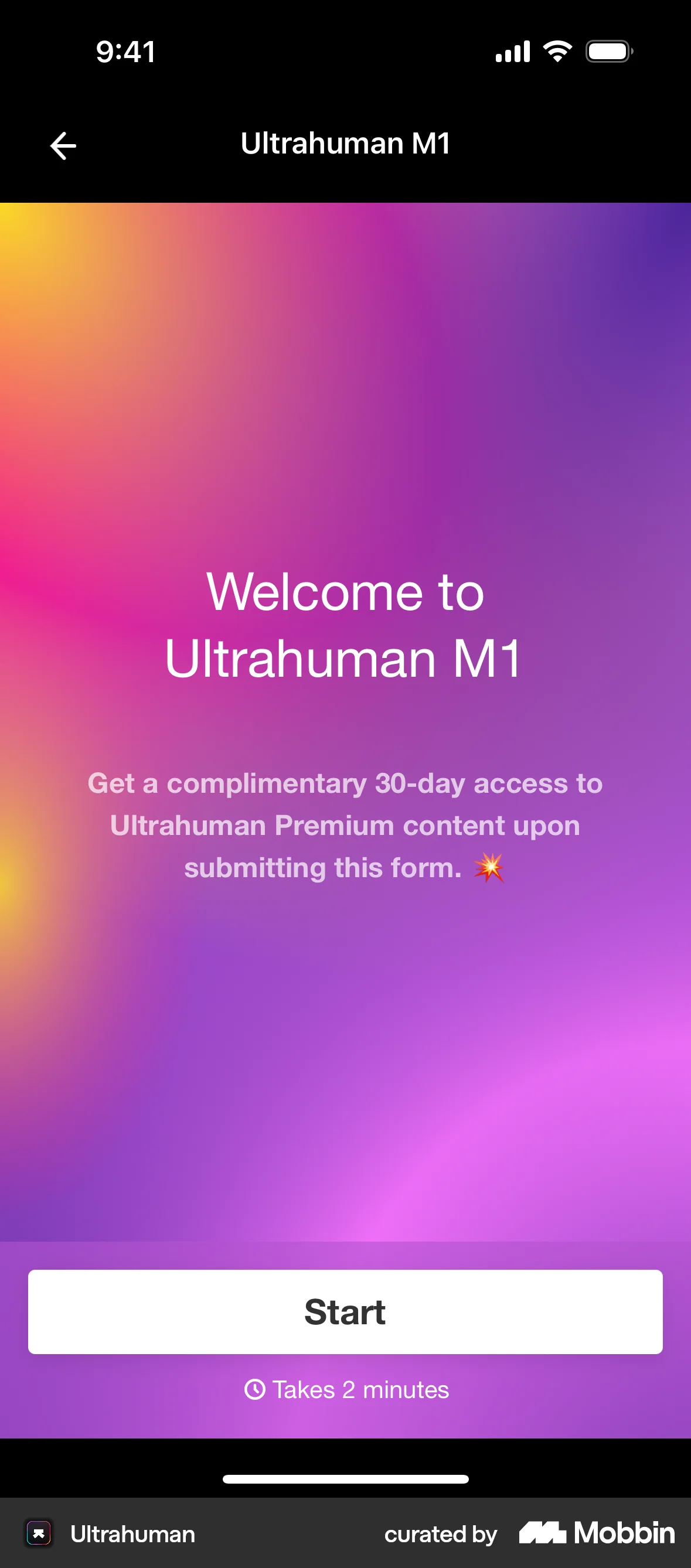 Ultrahuman Requesting Ultrahuman M1 access screen