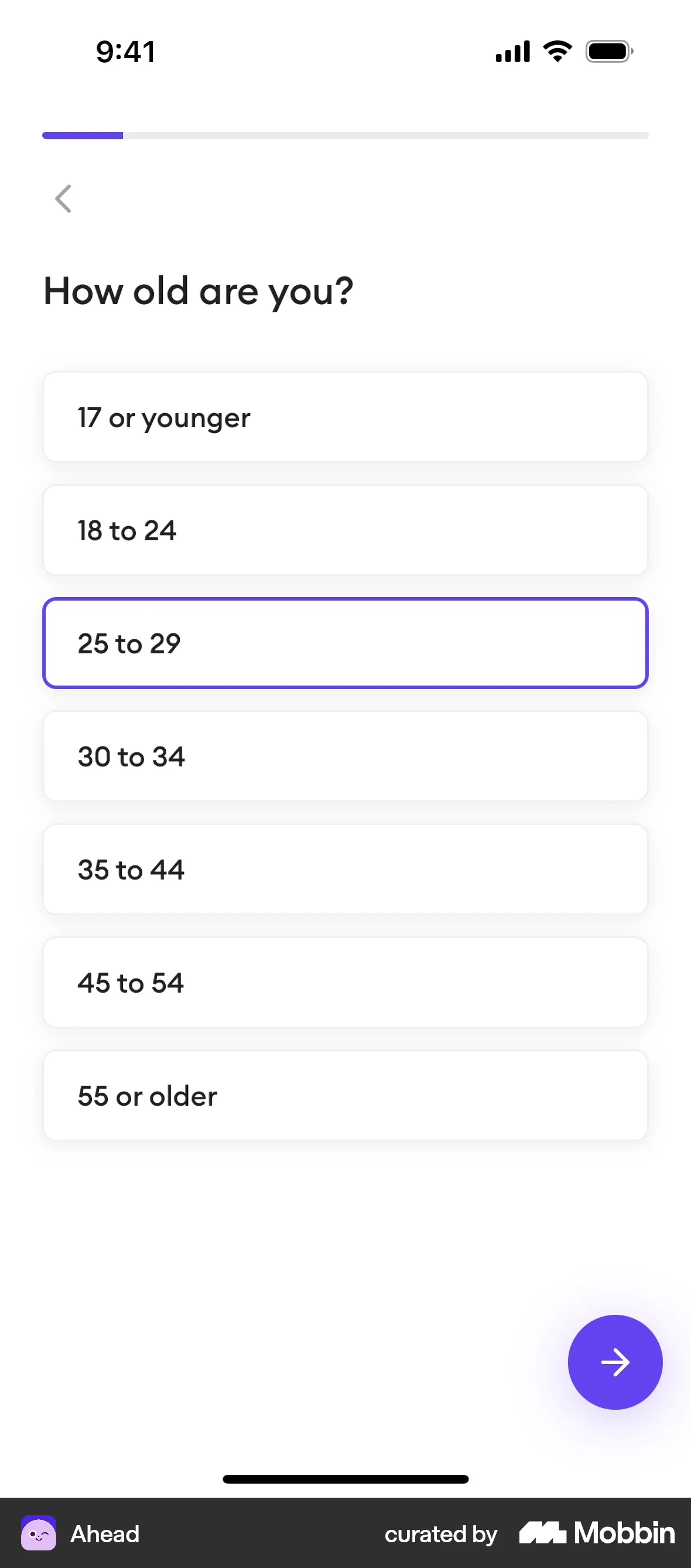 Ahead Onboarding screen