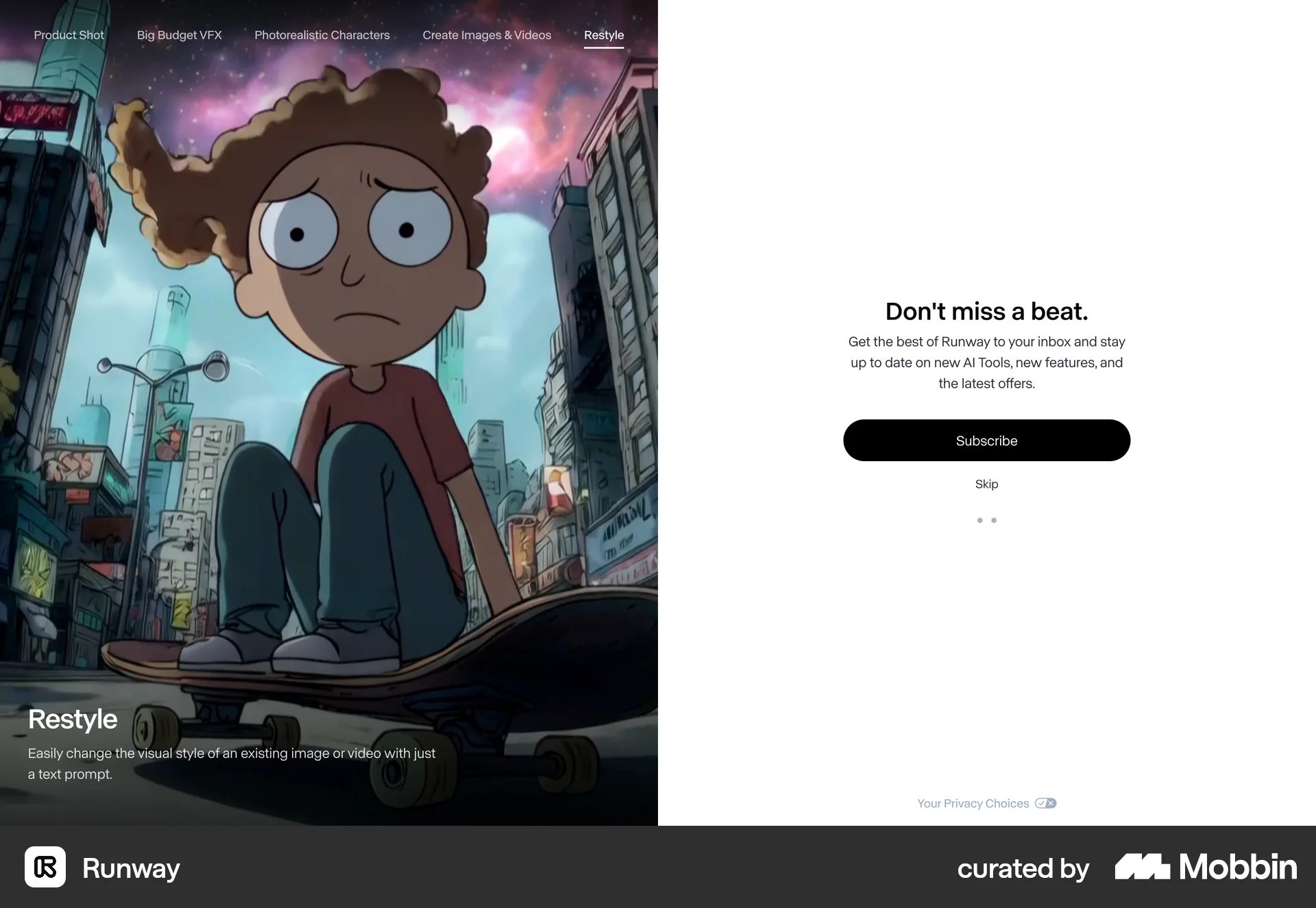 Runway Onboarding screen