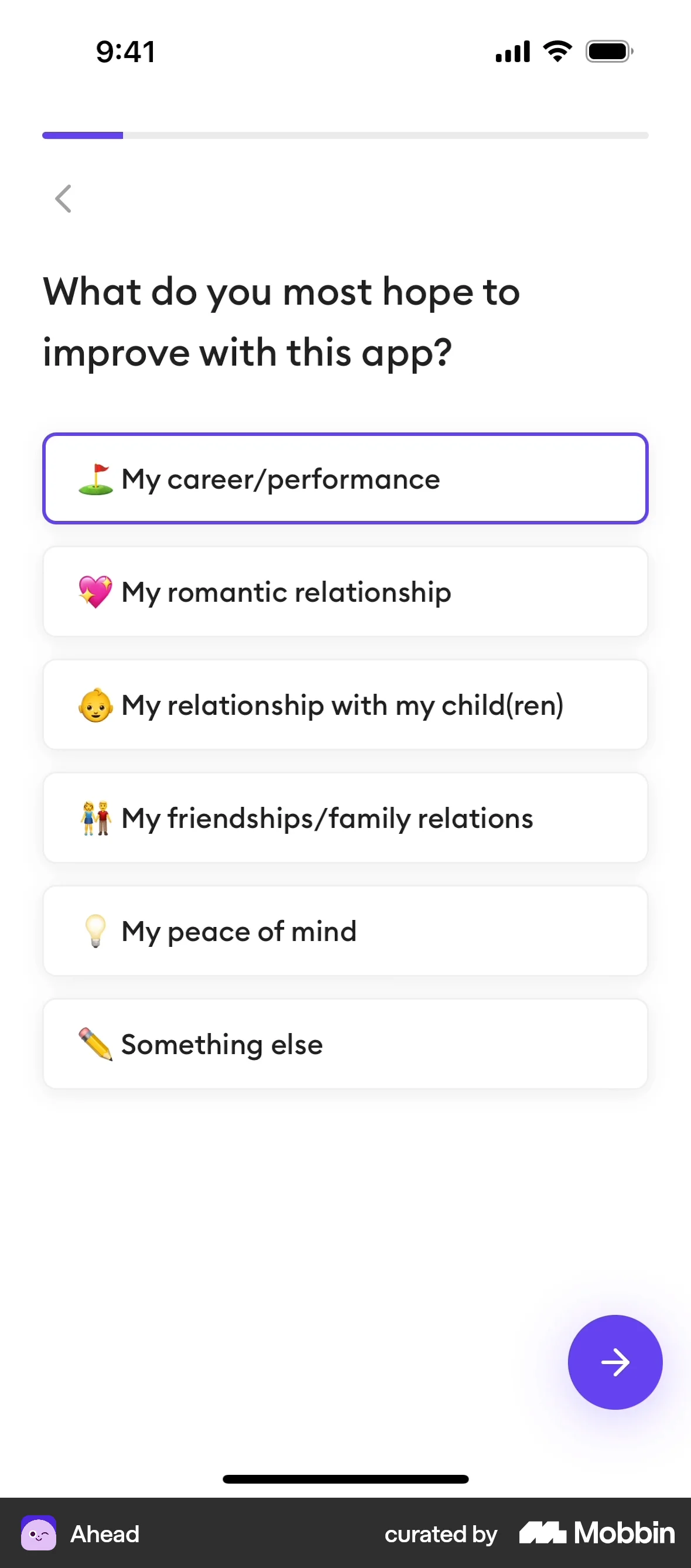 Ahead Onboarding screen