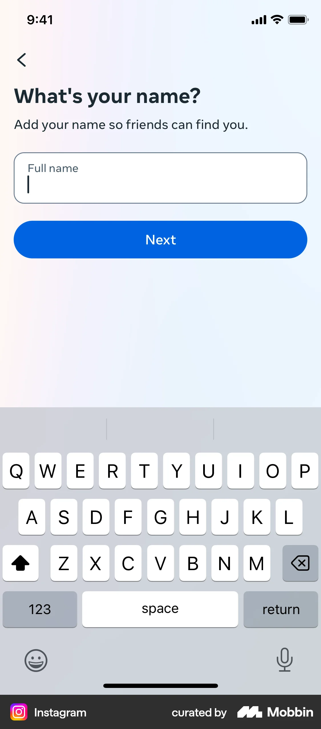 Instagram Onboarding screen