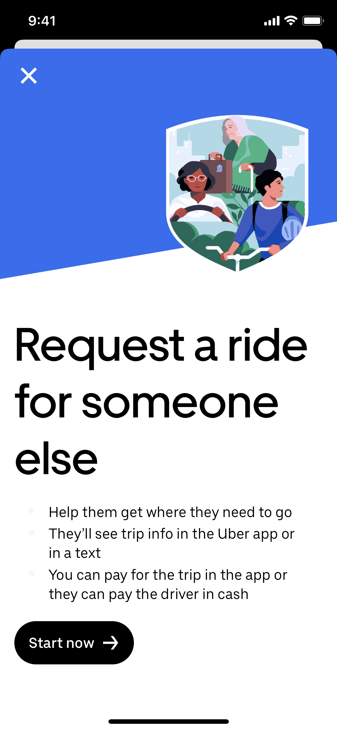 Uber iOS Request a ride for someone else | Mobbin