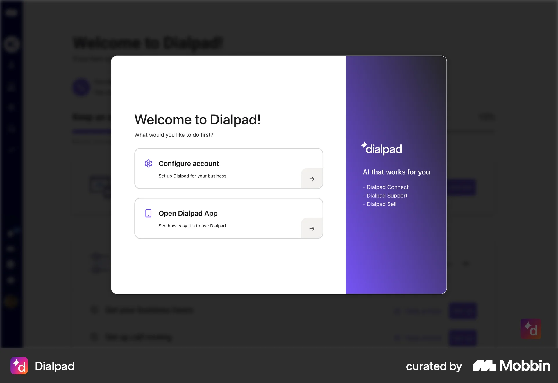Dialpad Onboarding screen