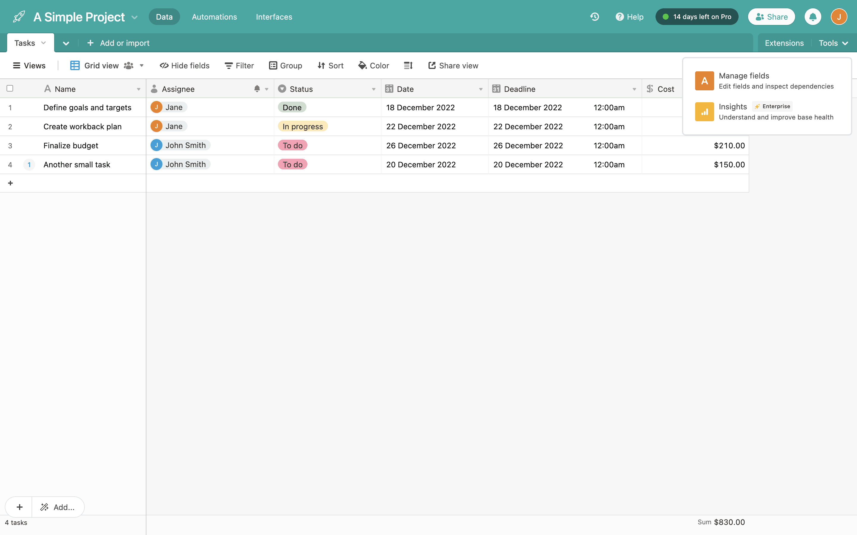 Airtable Web Manage fields Flow | Mobbin