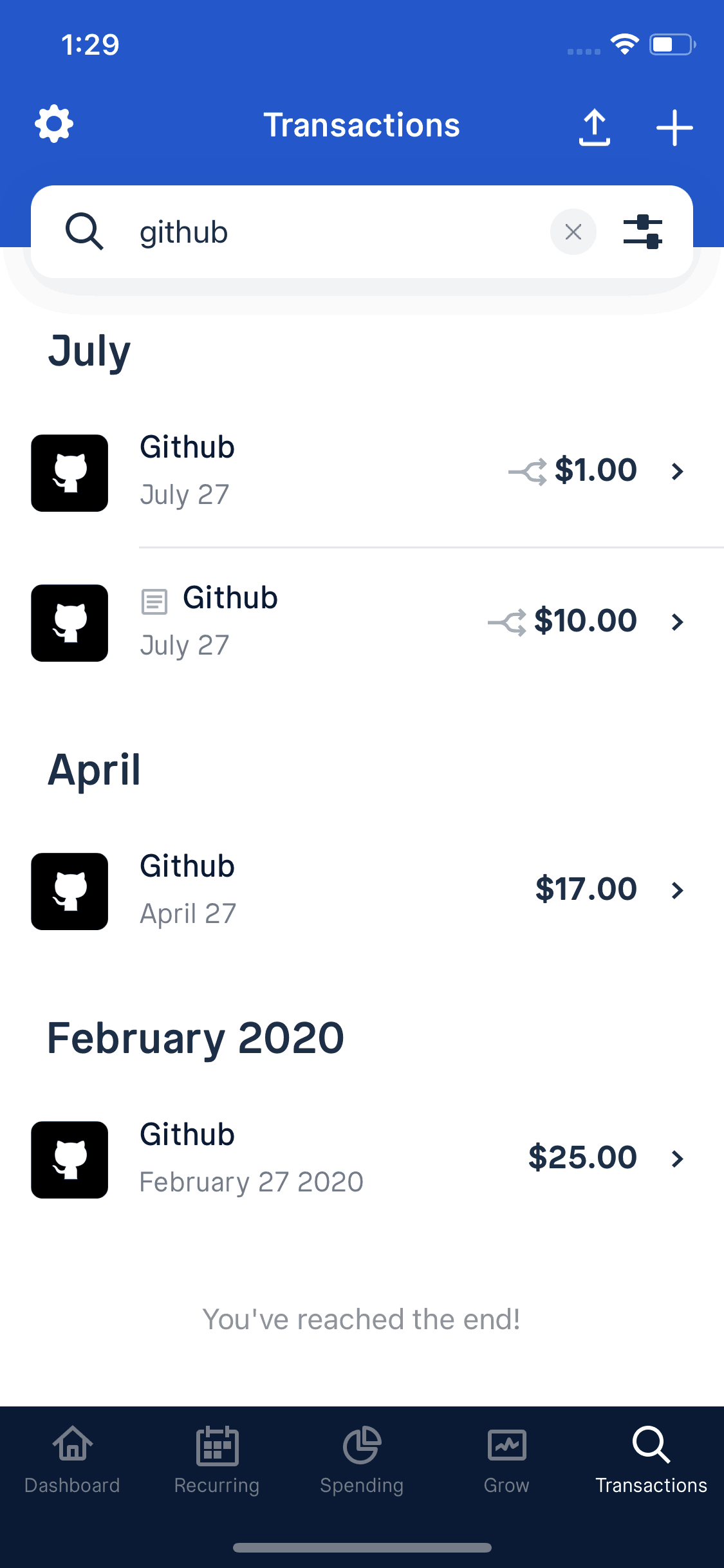 Truebill iOS Transactions Flow | Mobbin