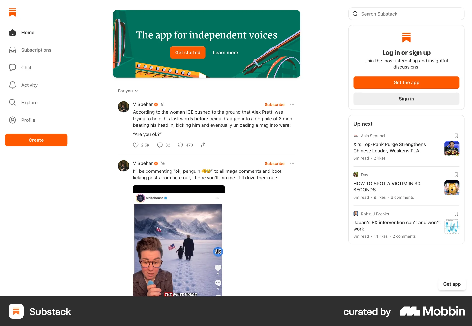 Substack Onboarding screen