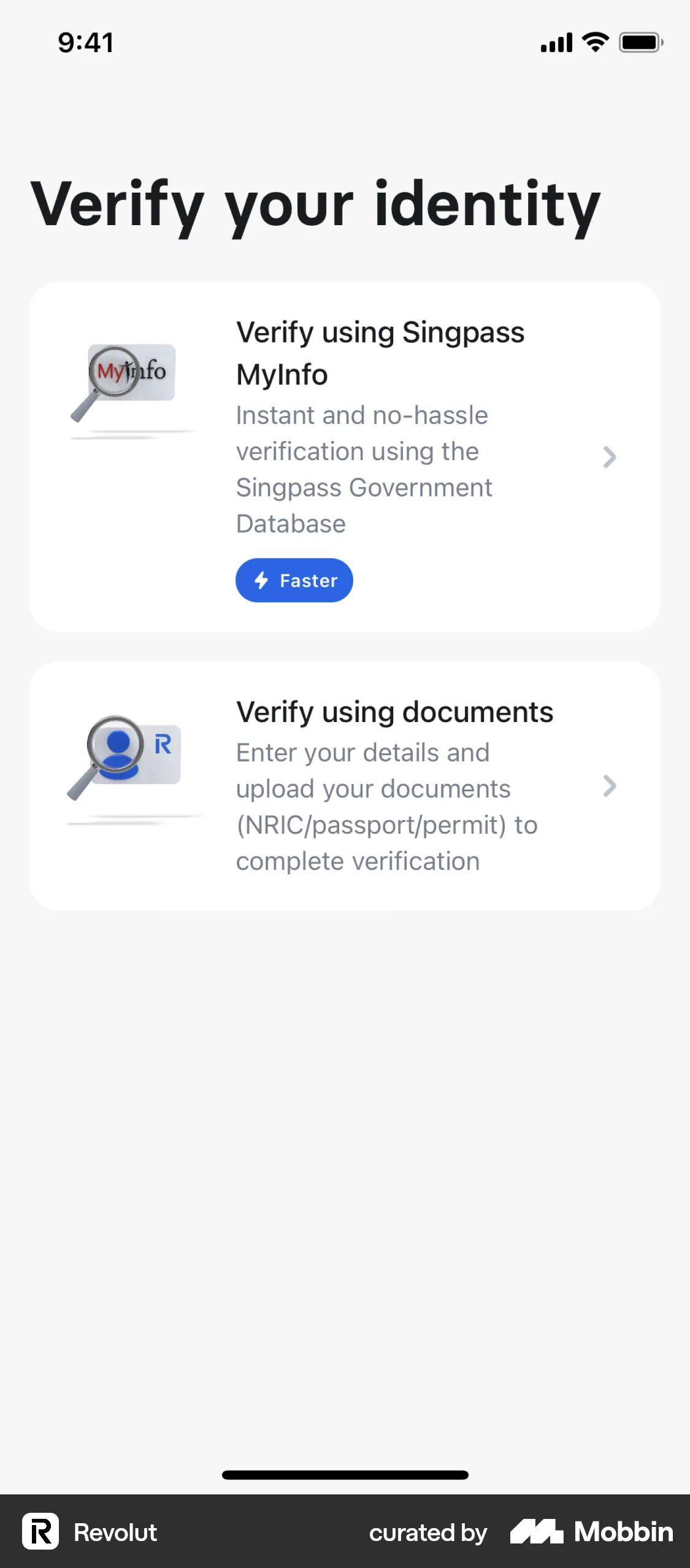 Revolut Onboarding screen