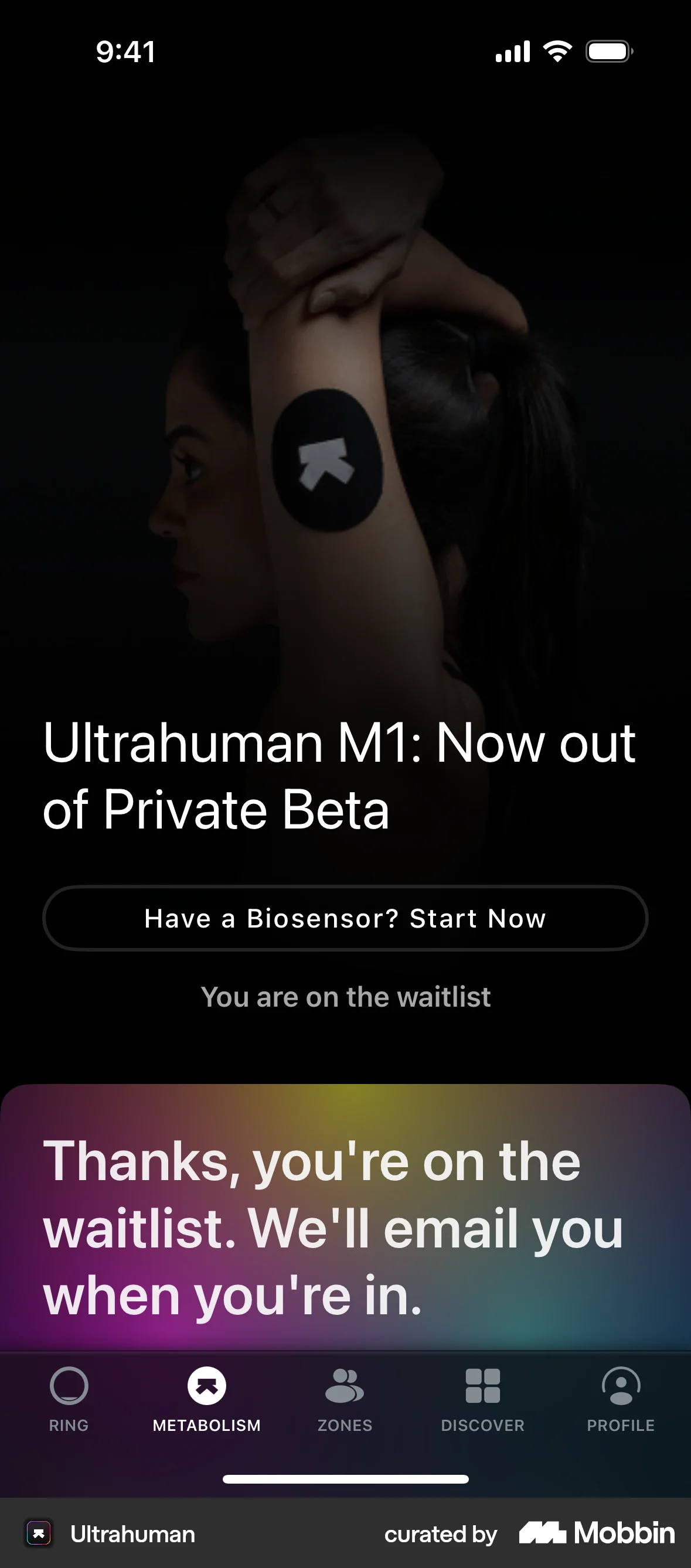Ultrahuman Requesting Ultrahuman M1 access screen