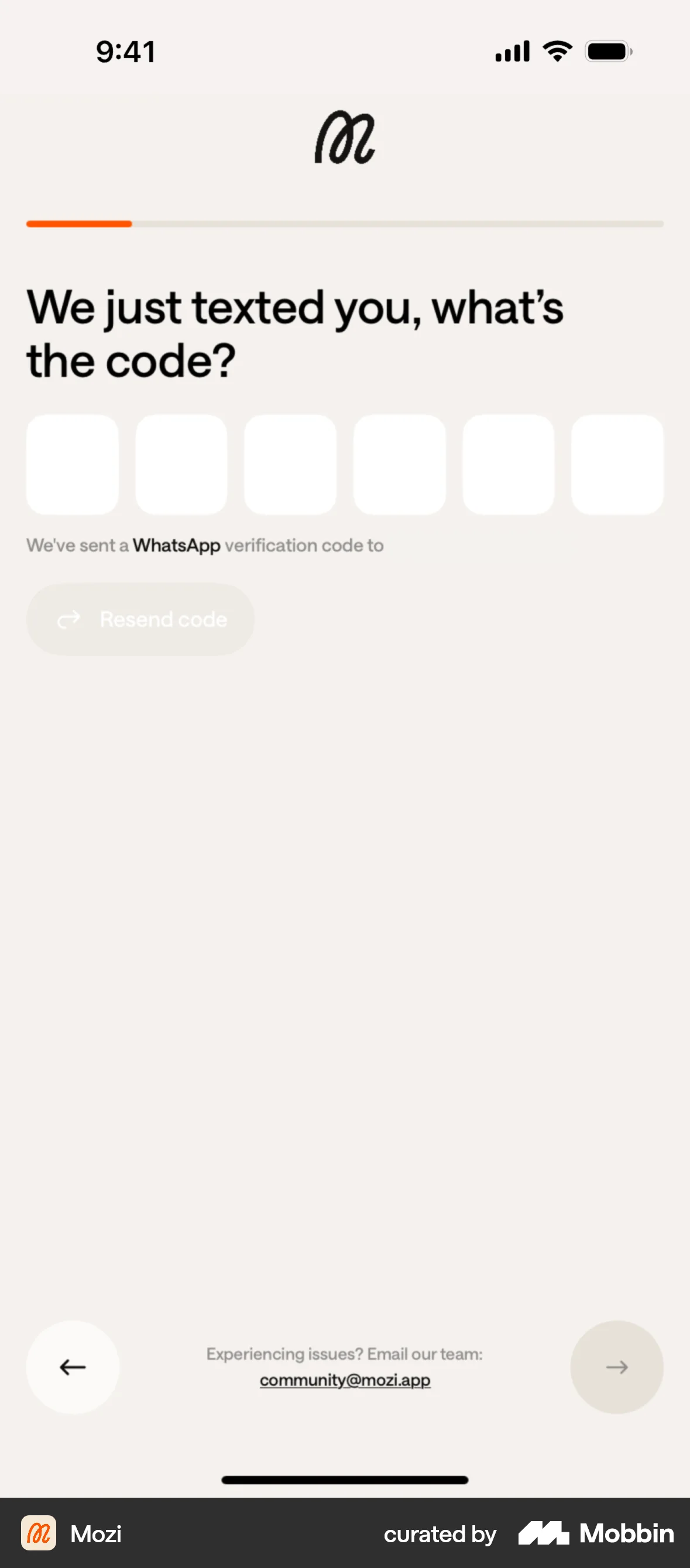 Mozi Onboarding screen