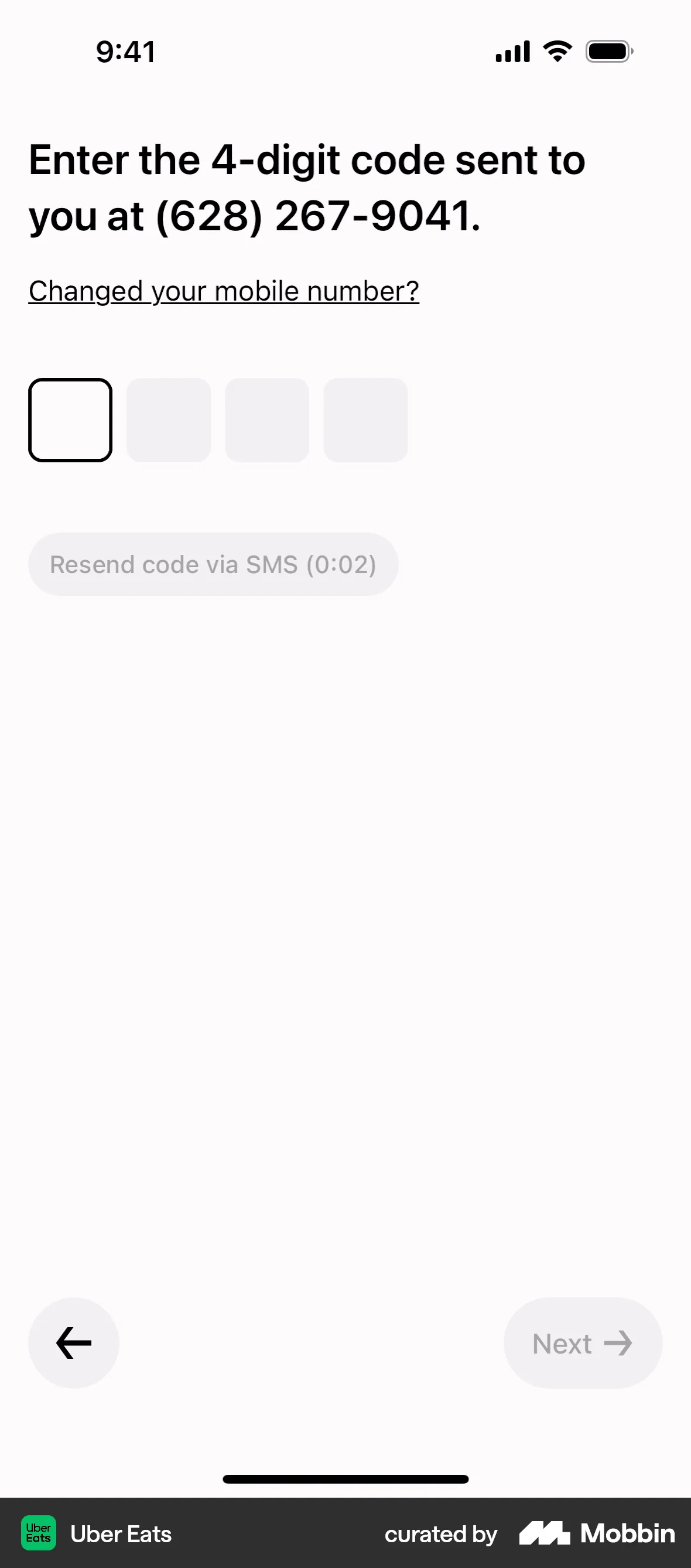 Uber Eats Onboarding screen