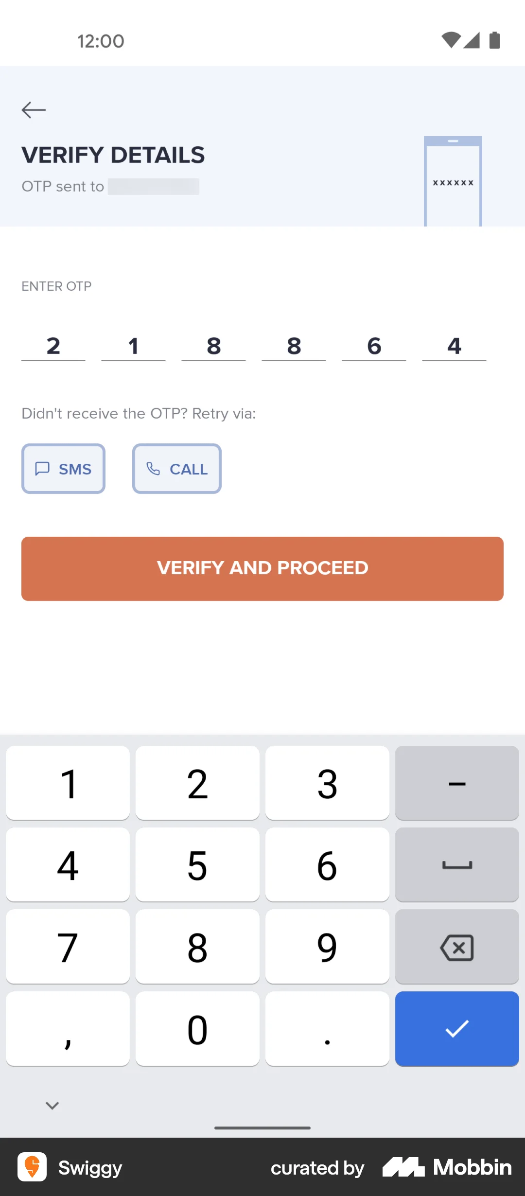 Swiggy Android Logging in Flow | Mobbin