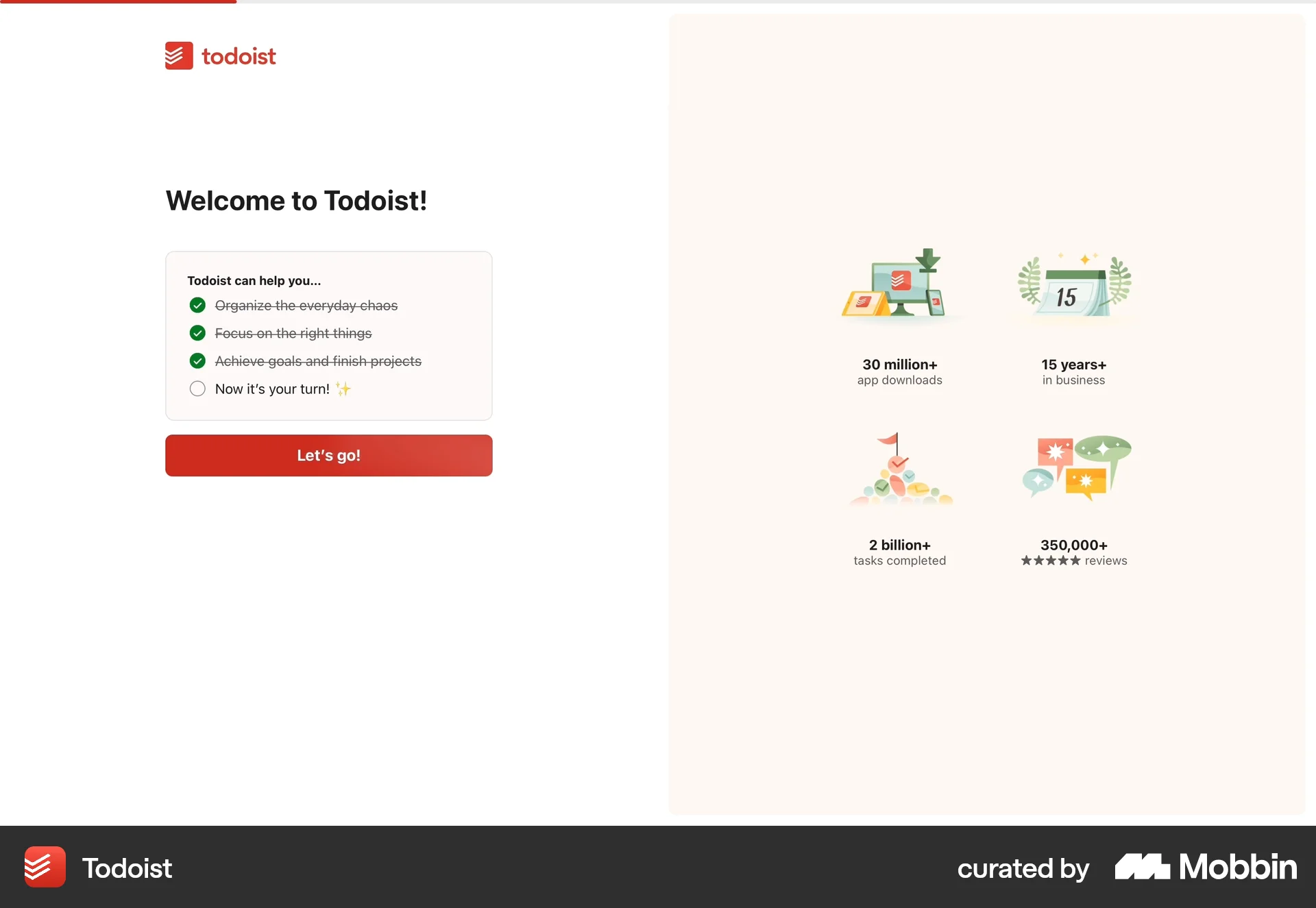 Todoist Onboarding screen