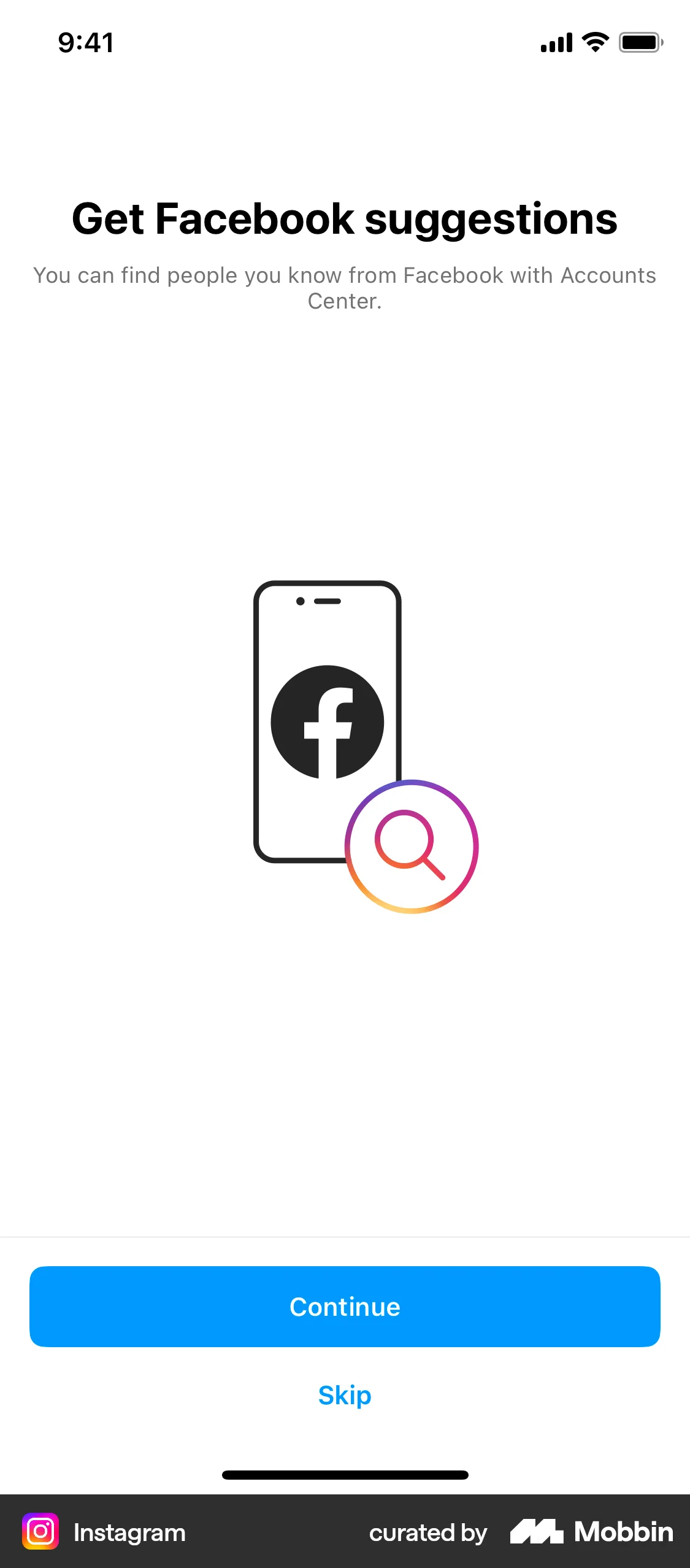 Instagram Onboarding screen