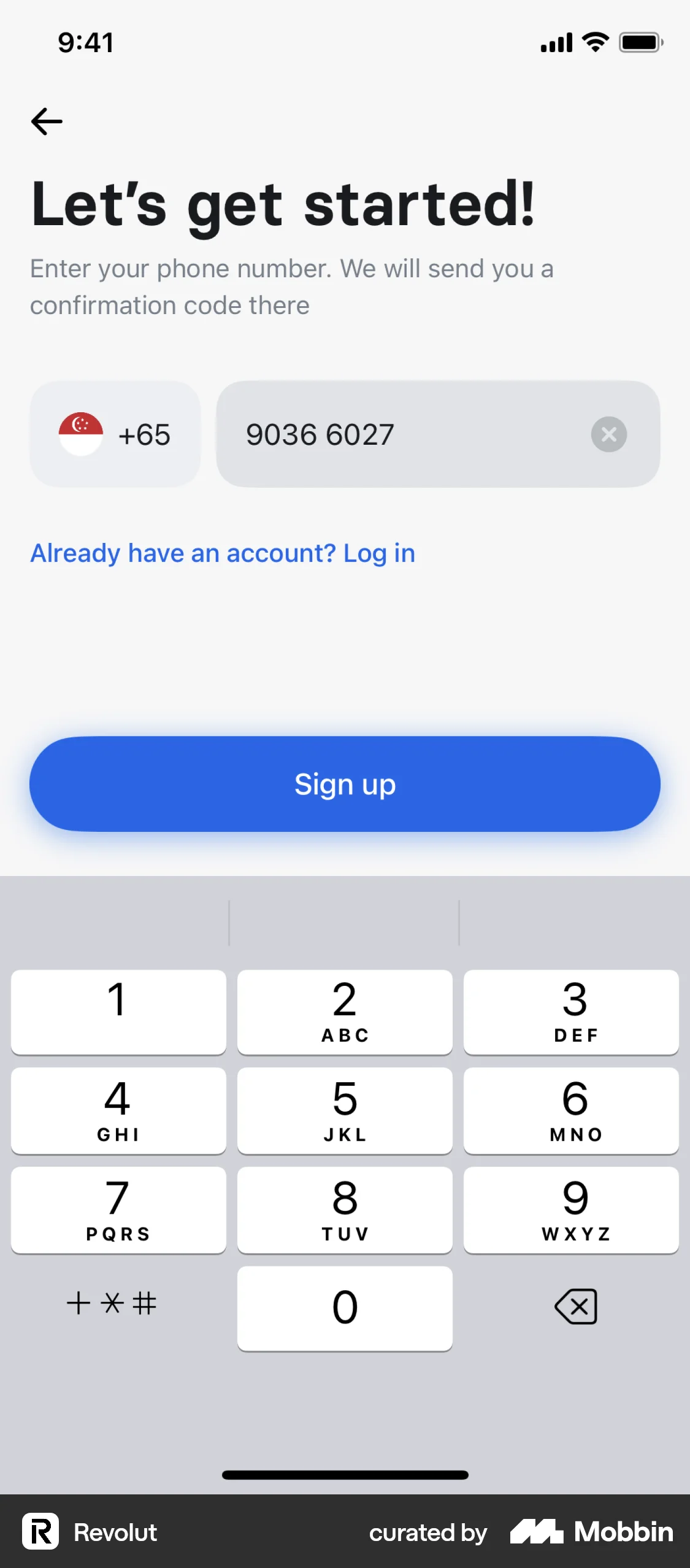 Revolut Onboarding screen