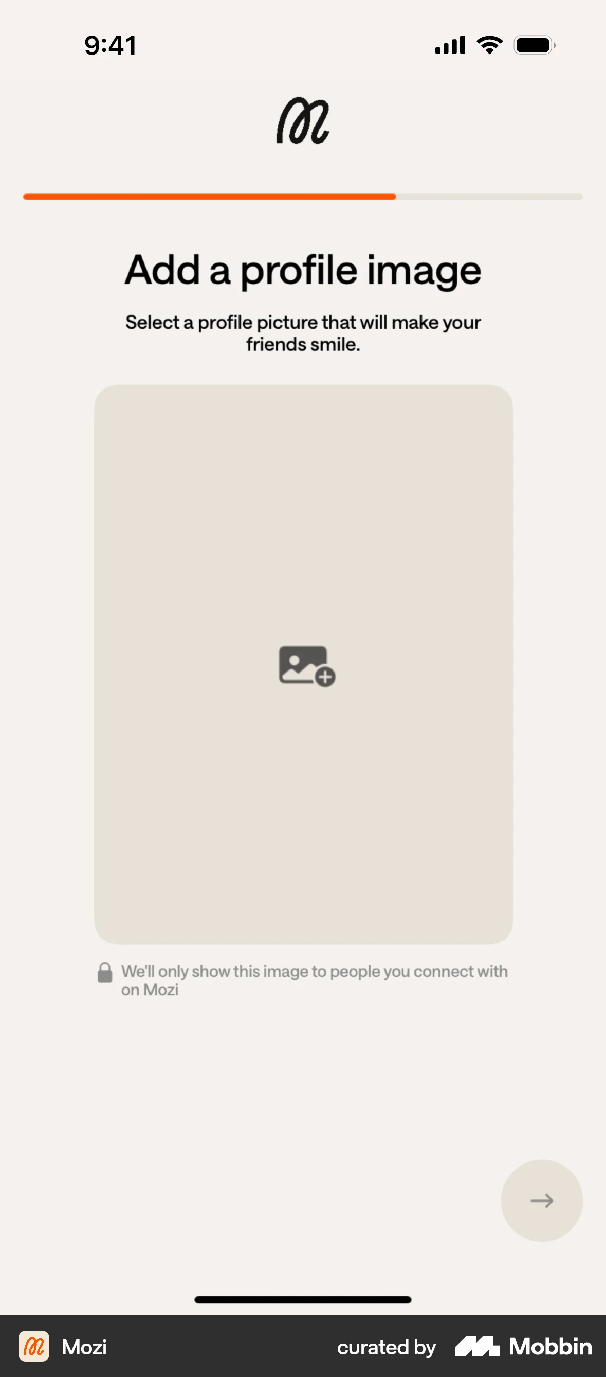 Mozi Onboarding screen