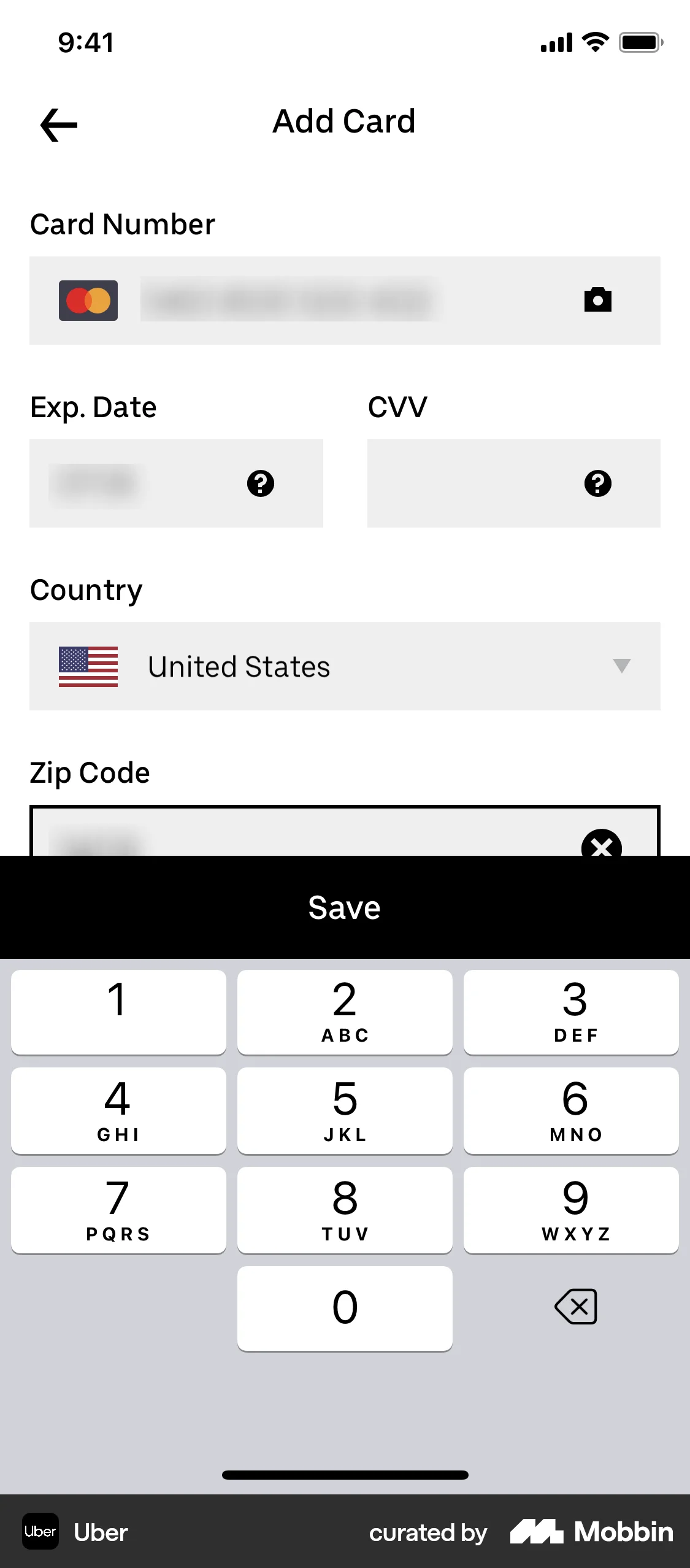 Uber Onboarding screen