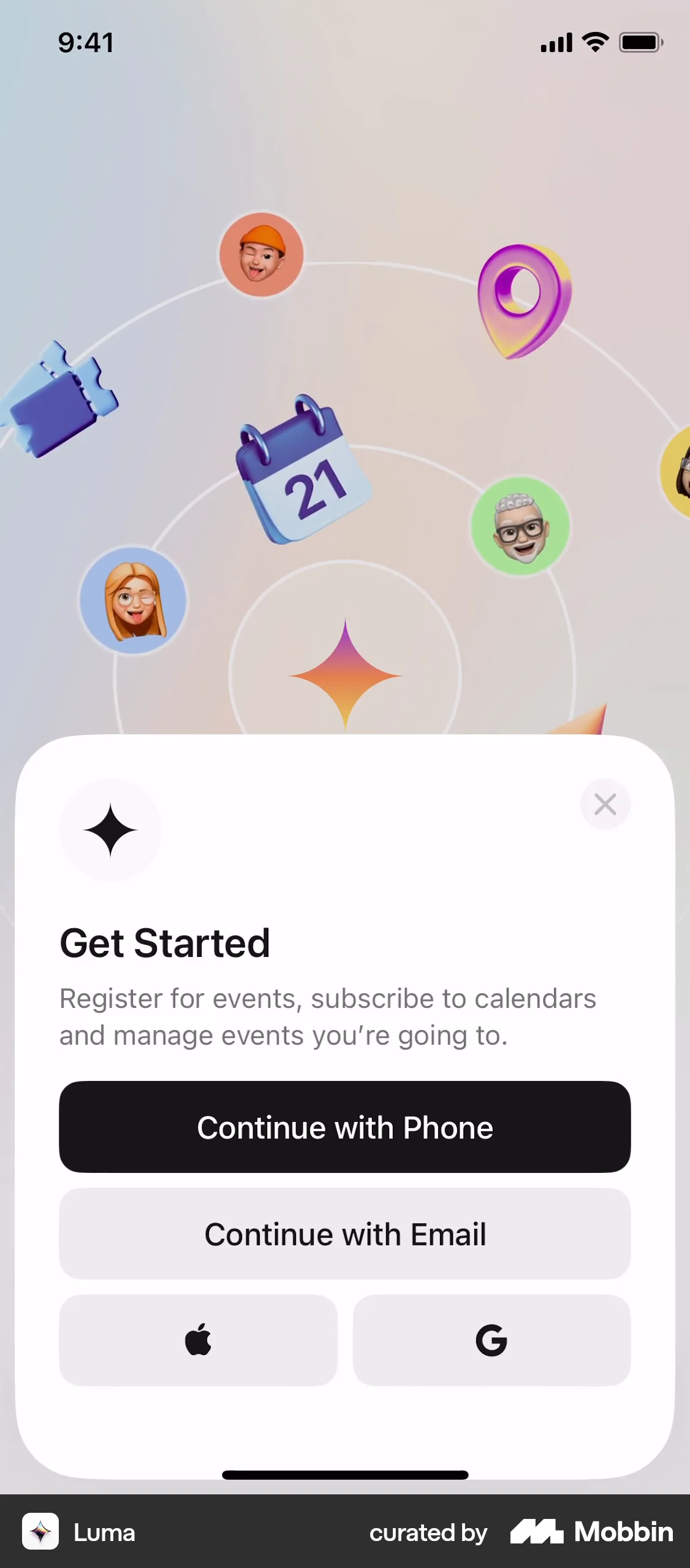 Luma Onboarding screen