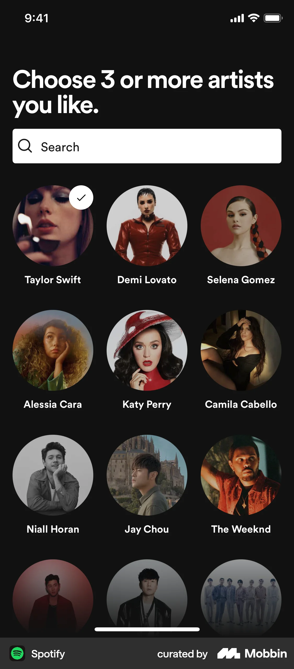 Spotify Onboarding screen