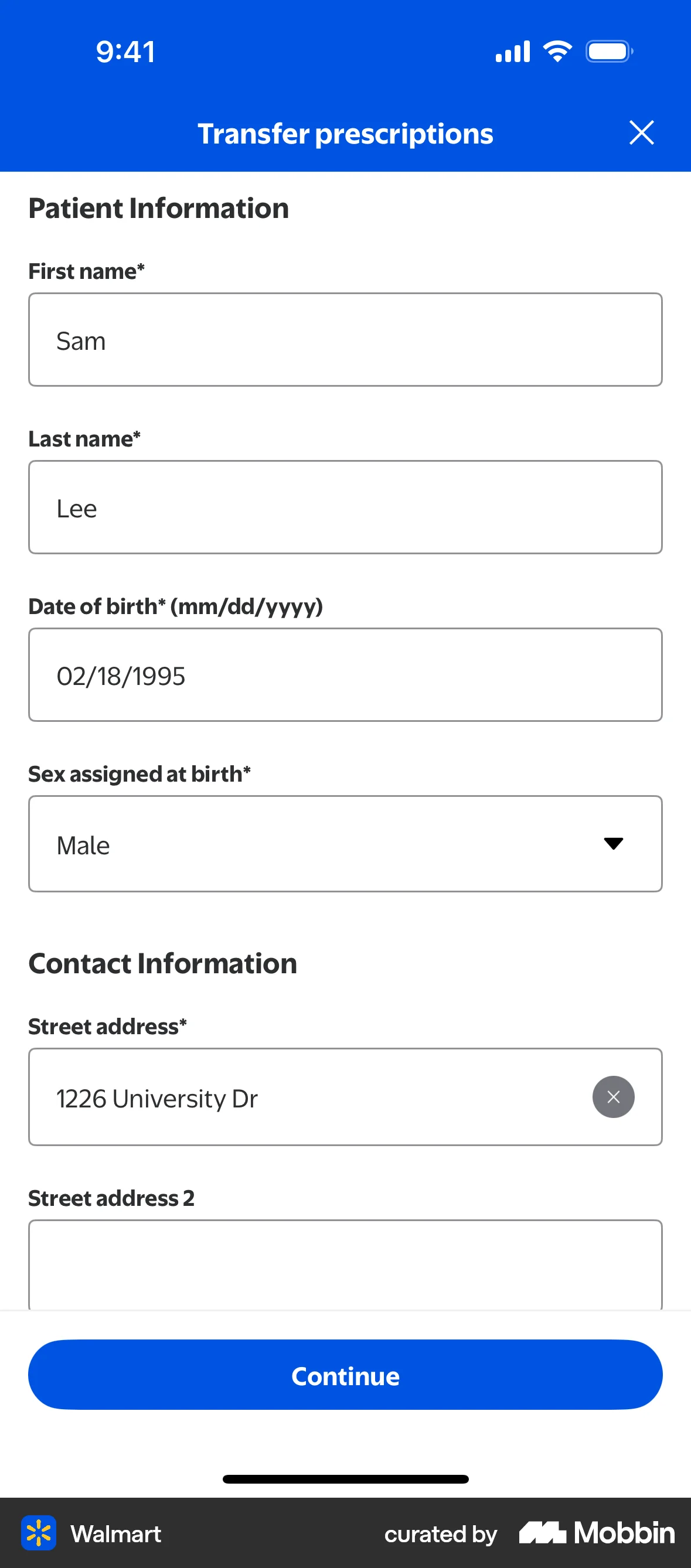 Walmart Requesting prescription transfer screen