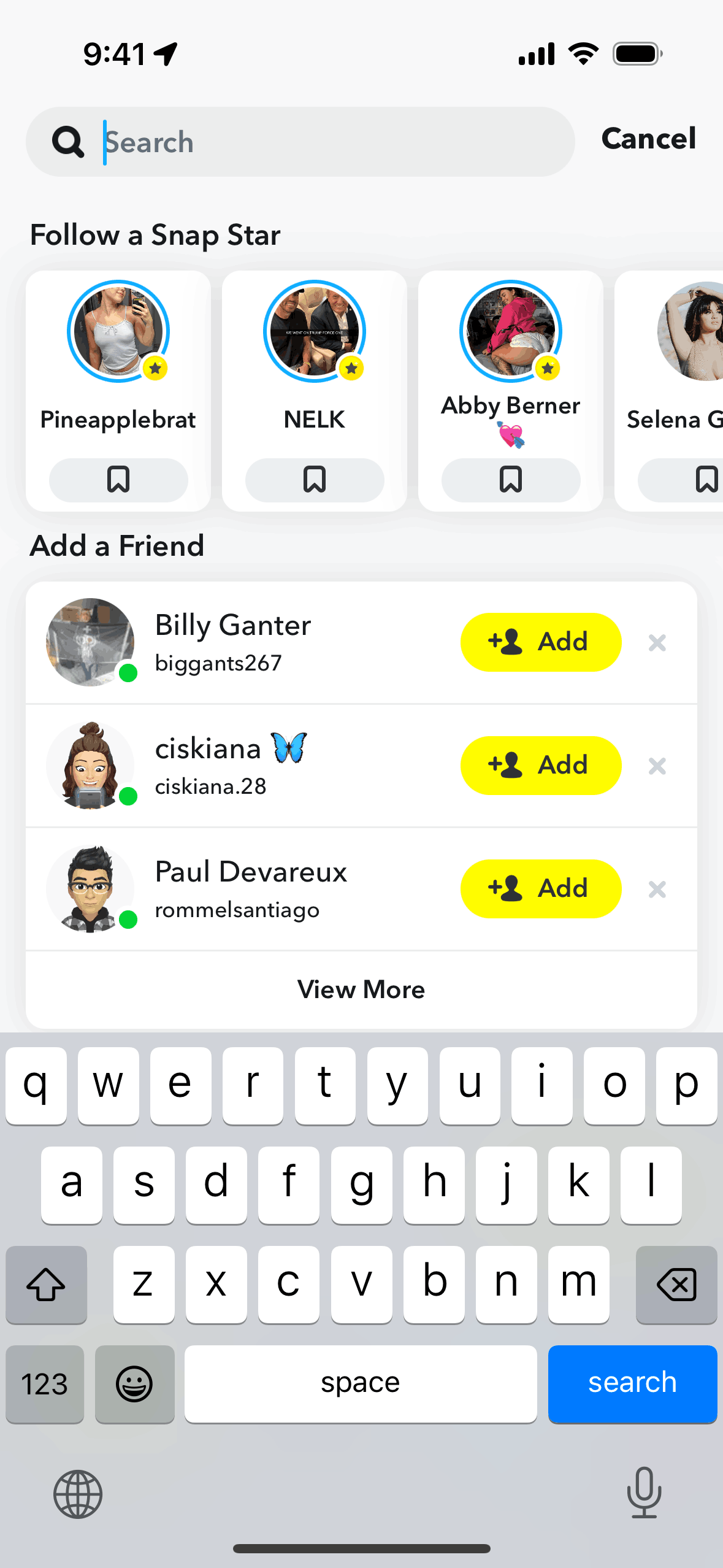 Snapchat iOS Following a Snap Star Flow | Mobbin
