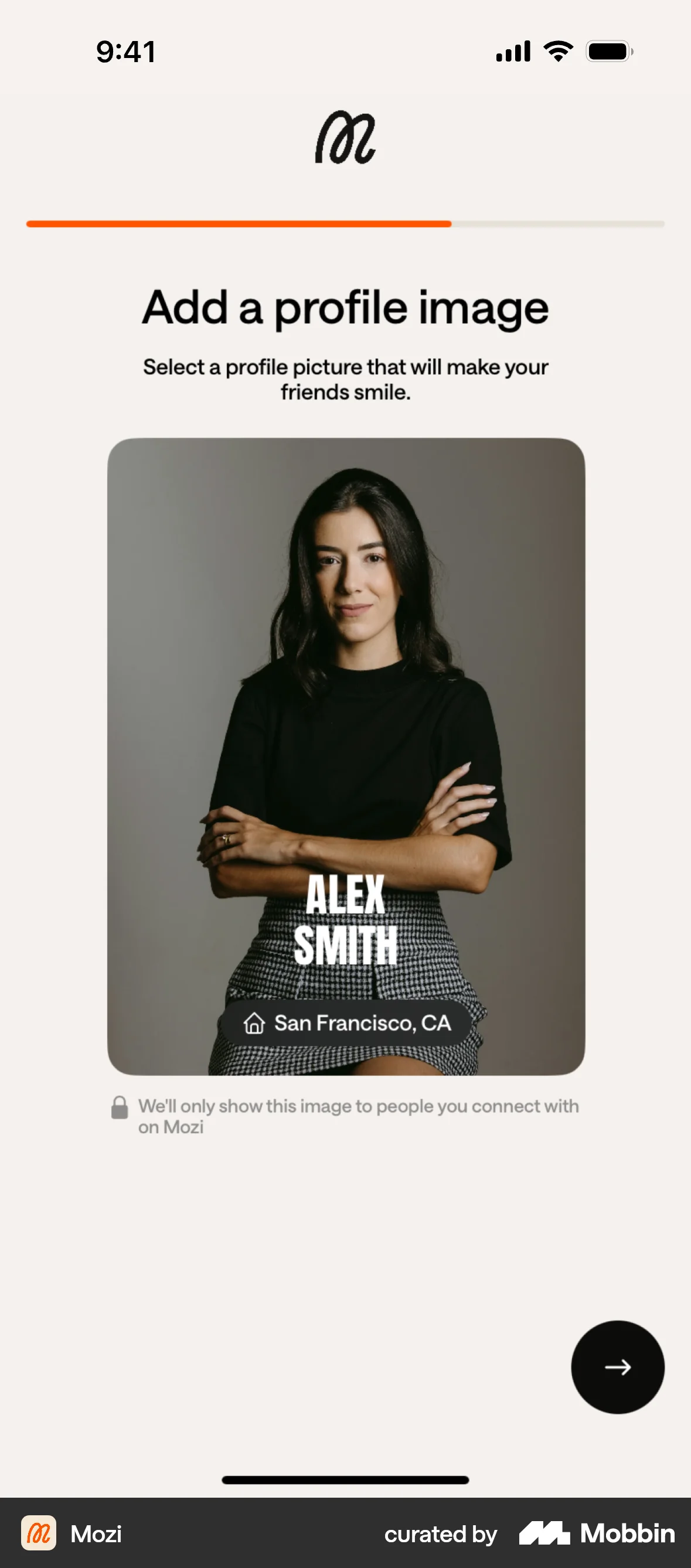 Mozi Onboarding screen