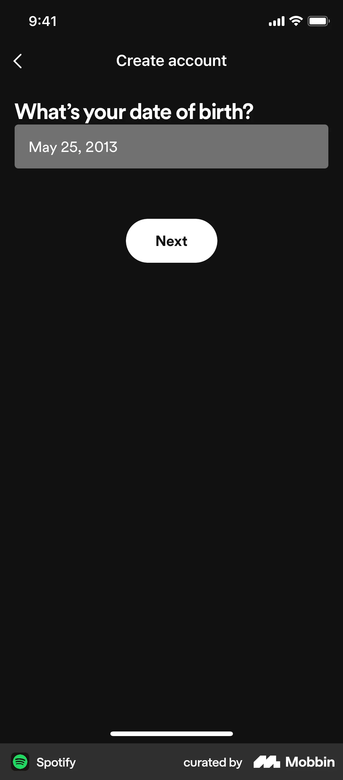 Spotify Onboarding screen