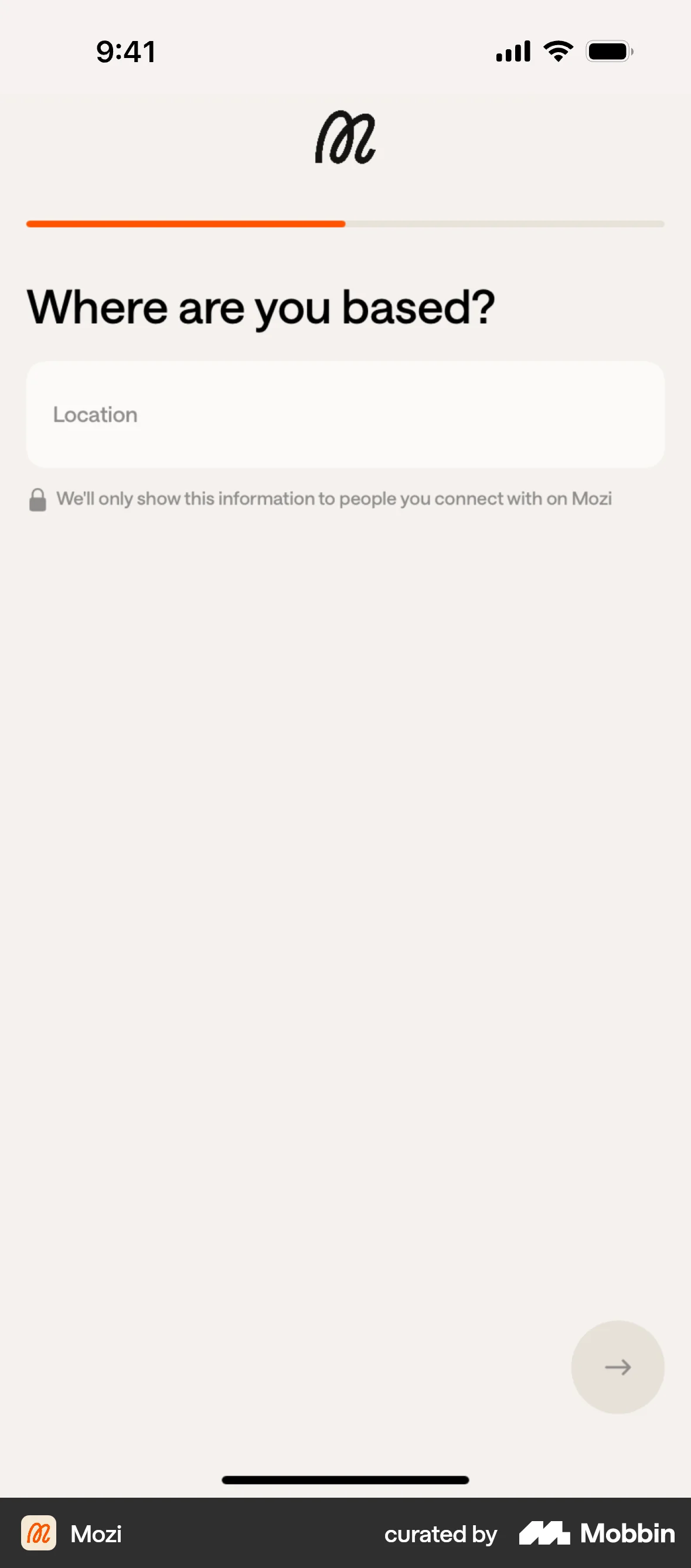 Mozi Onboarding screen