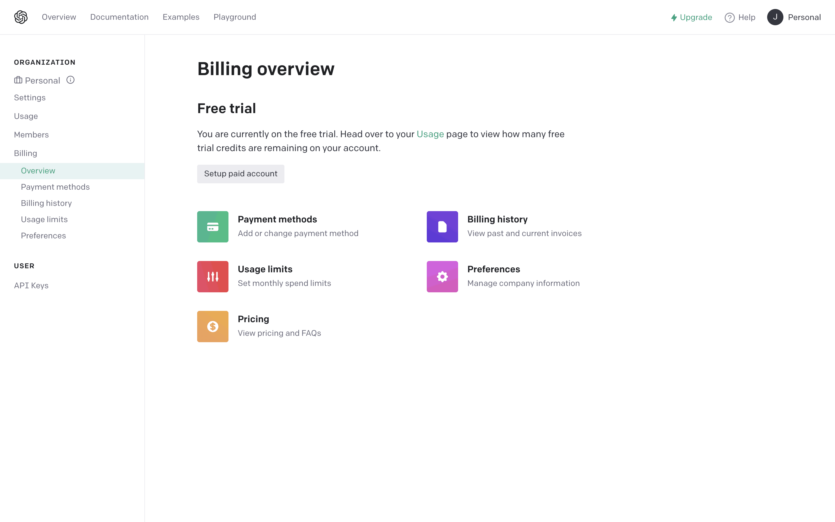 OpenAI Web Billing Overview | Mobbin