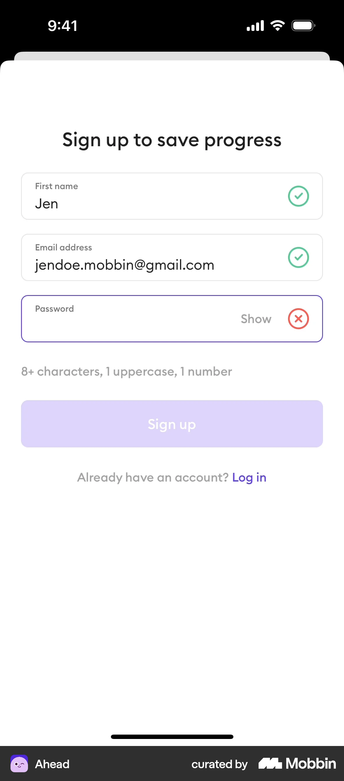 Ahead Onboarding screen