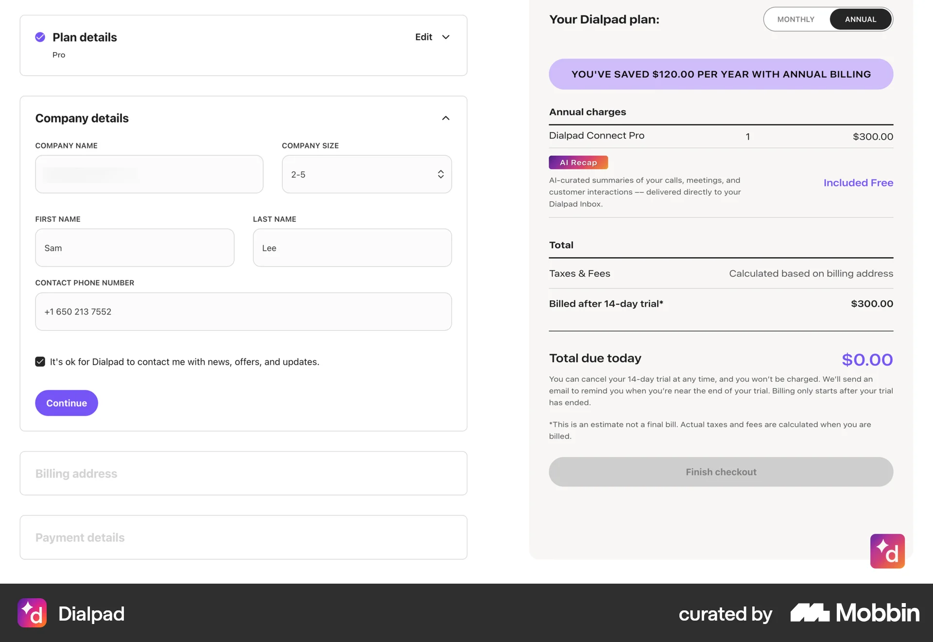 Dialpad Onboarding screen
