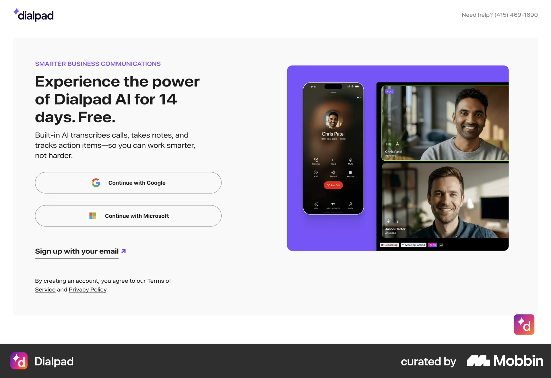 Dialpad Onboarding screen