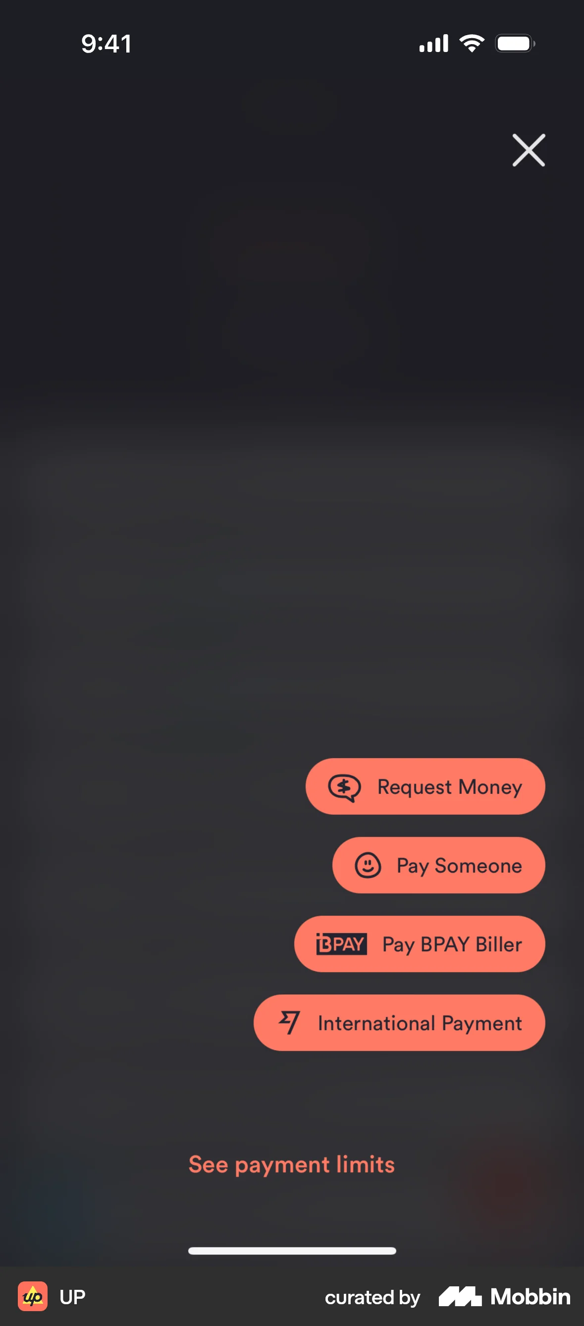 Up Requesting money screen