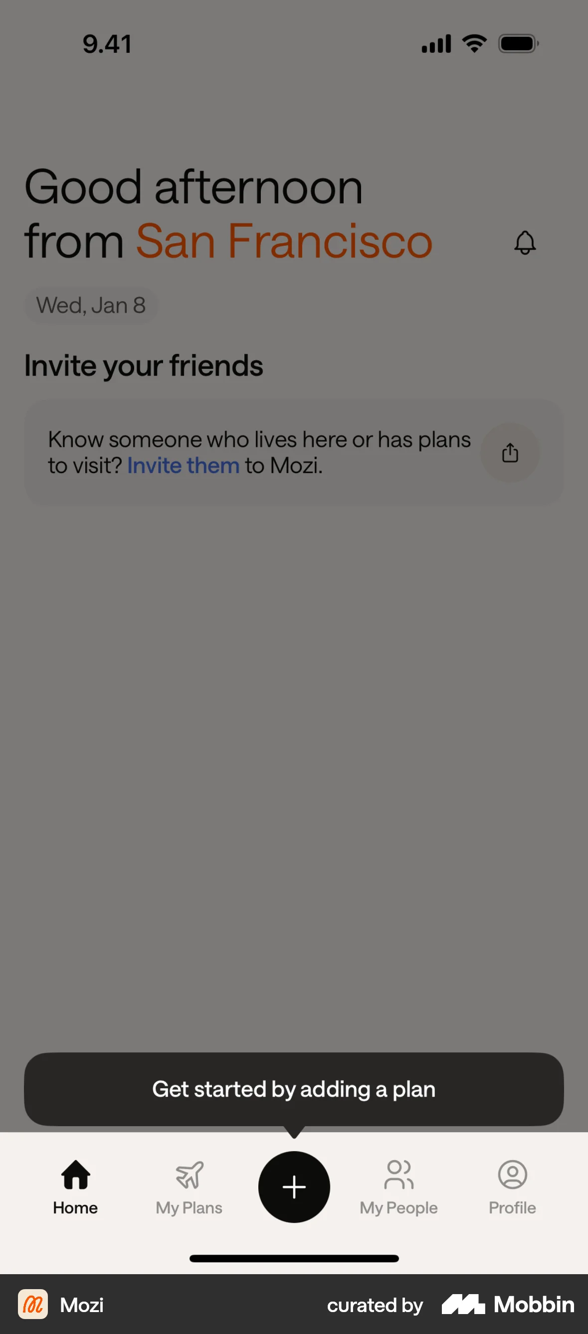 Mozi Onboarding screen