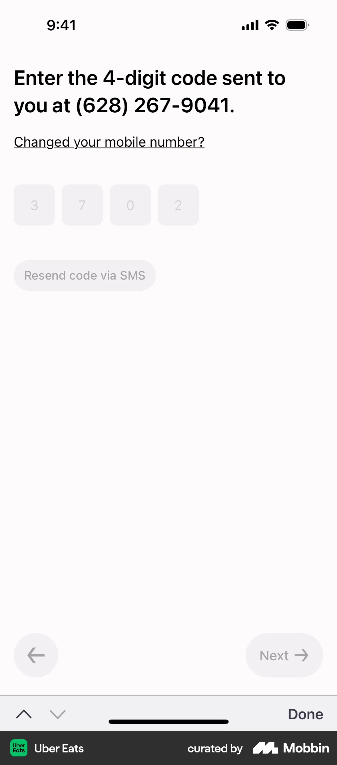 Uber Eats Onboarding screen
