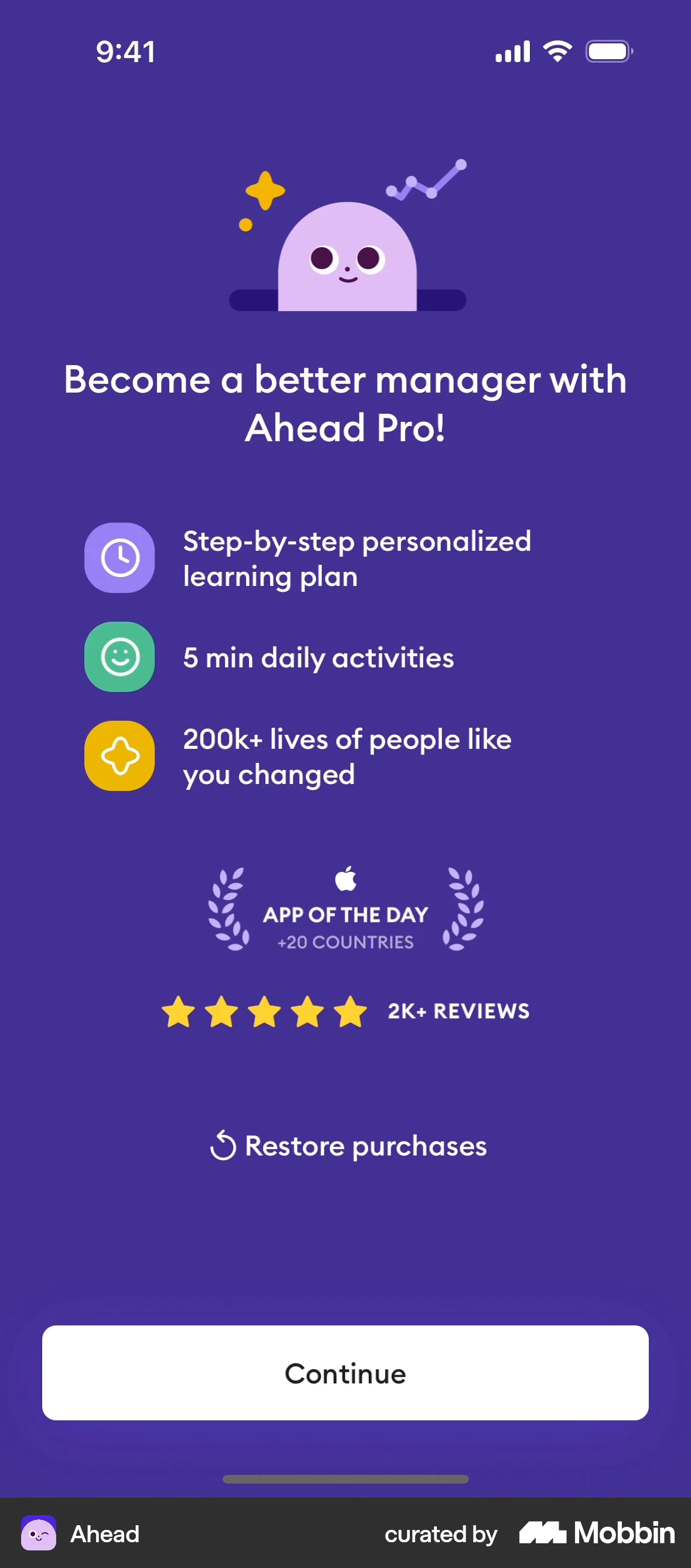 Ahead Onboarding screen