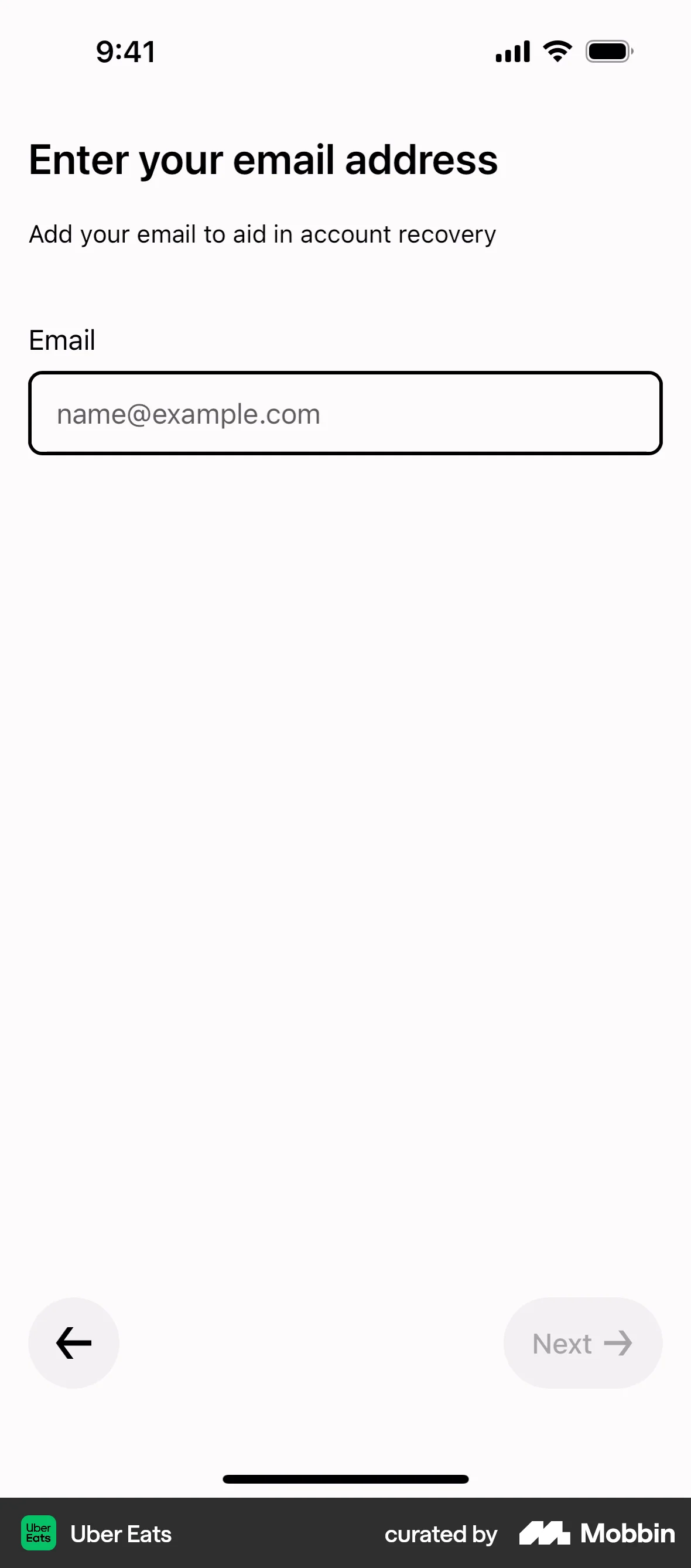 Uber Eats Onboarding screen