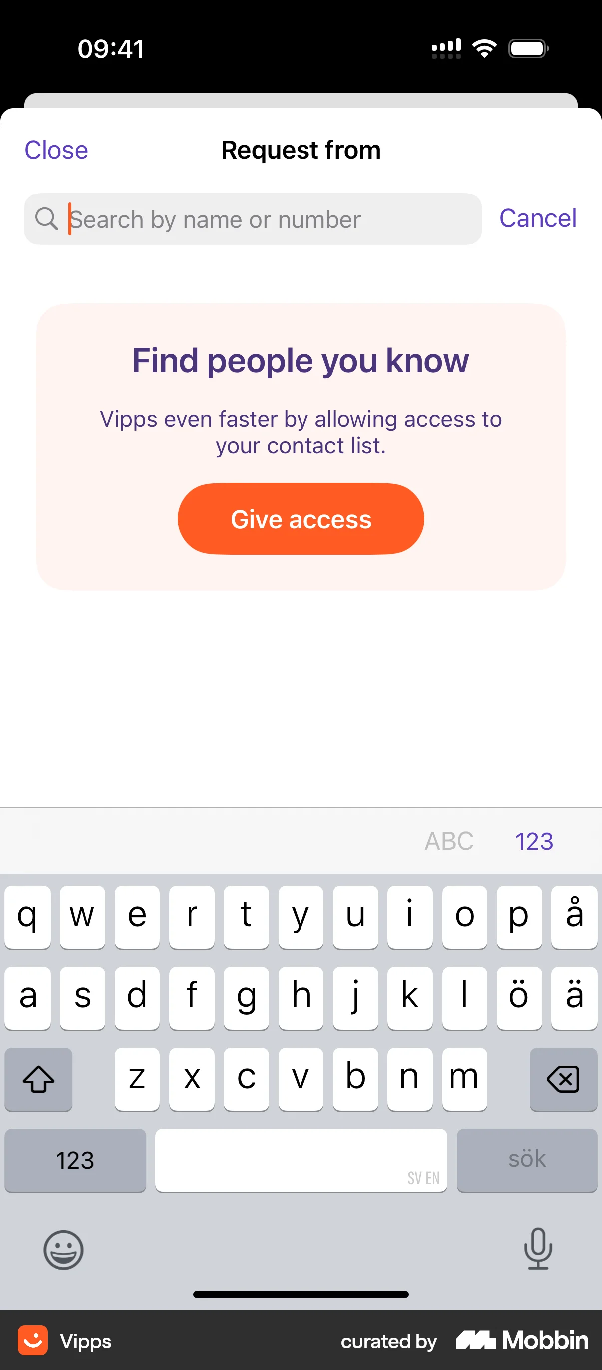 Vipps Requesting money screen