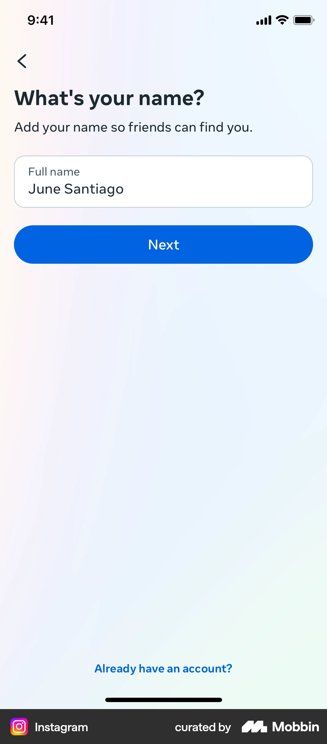 Instagram Onboarding screen