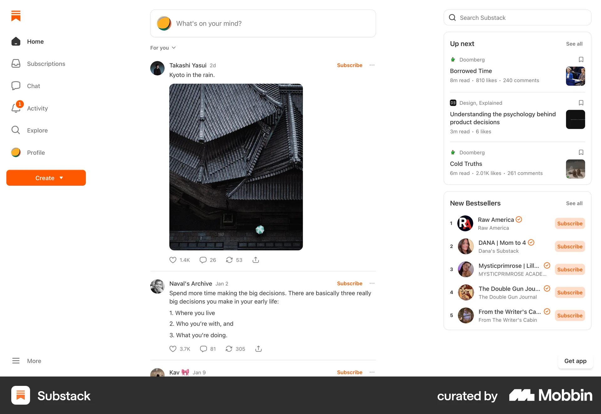 Substack Onboarding screen