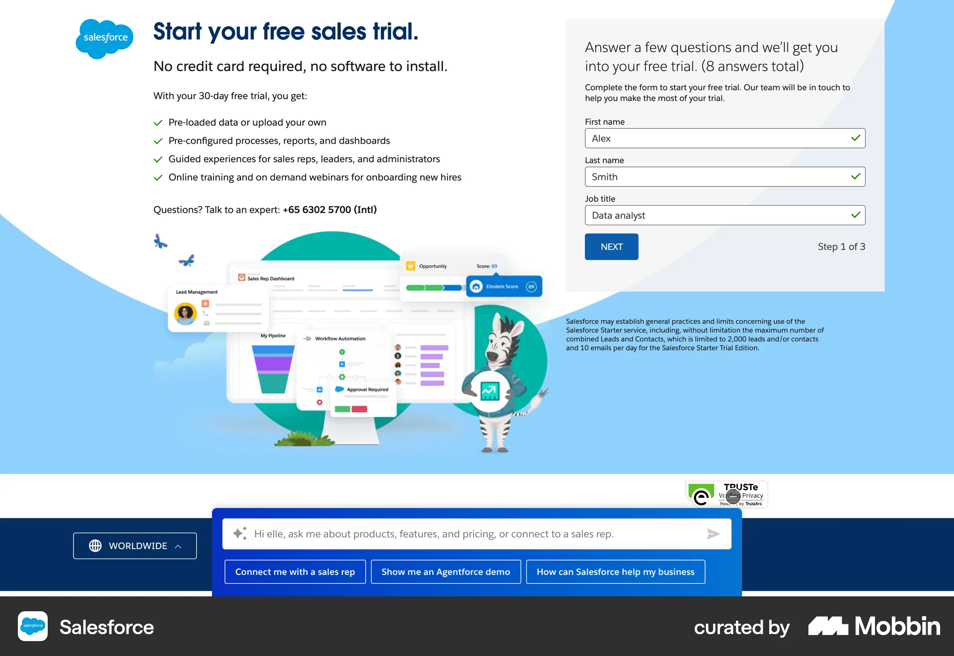 Salesforce Onboarding screen