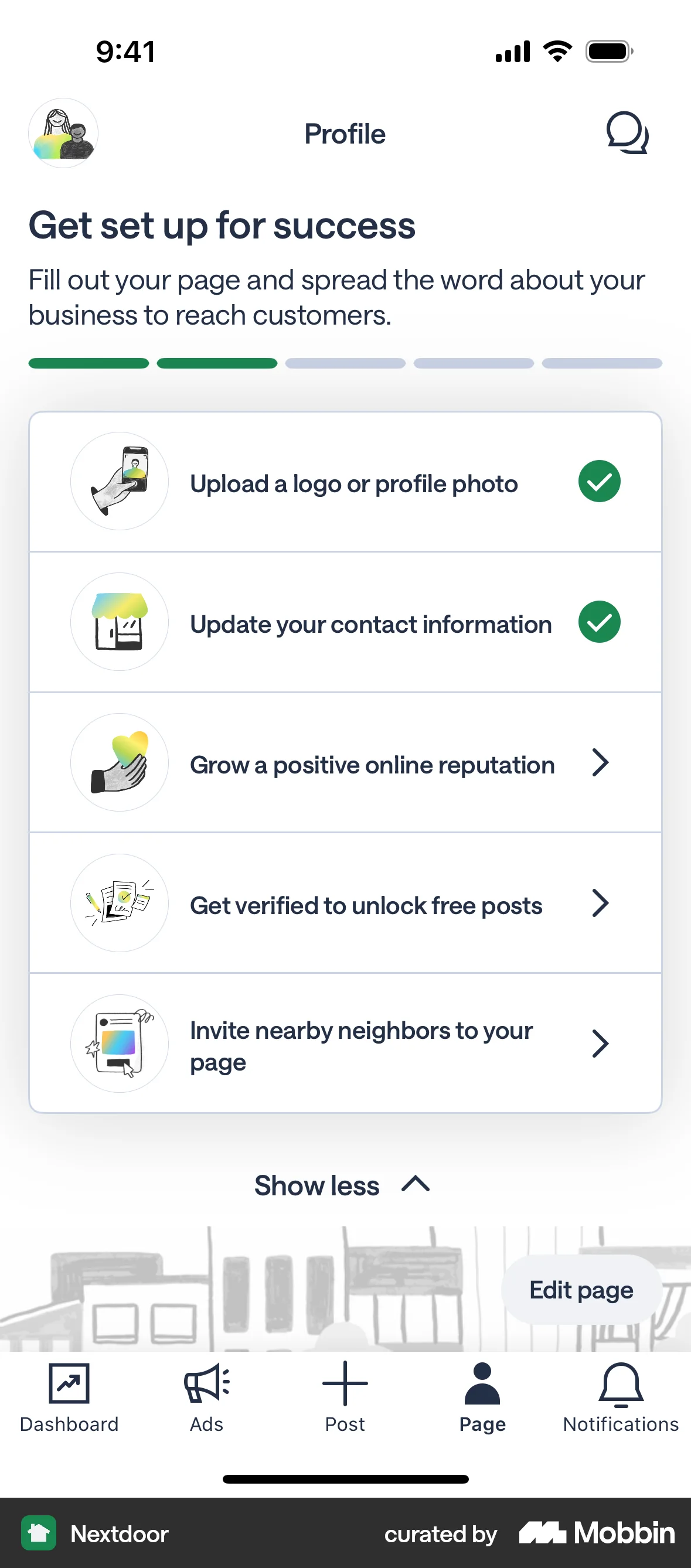 Nextdoor Verifying a business screen